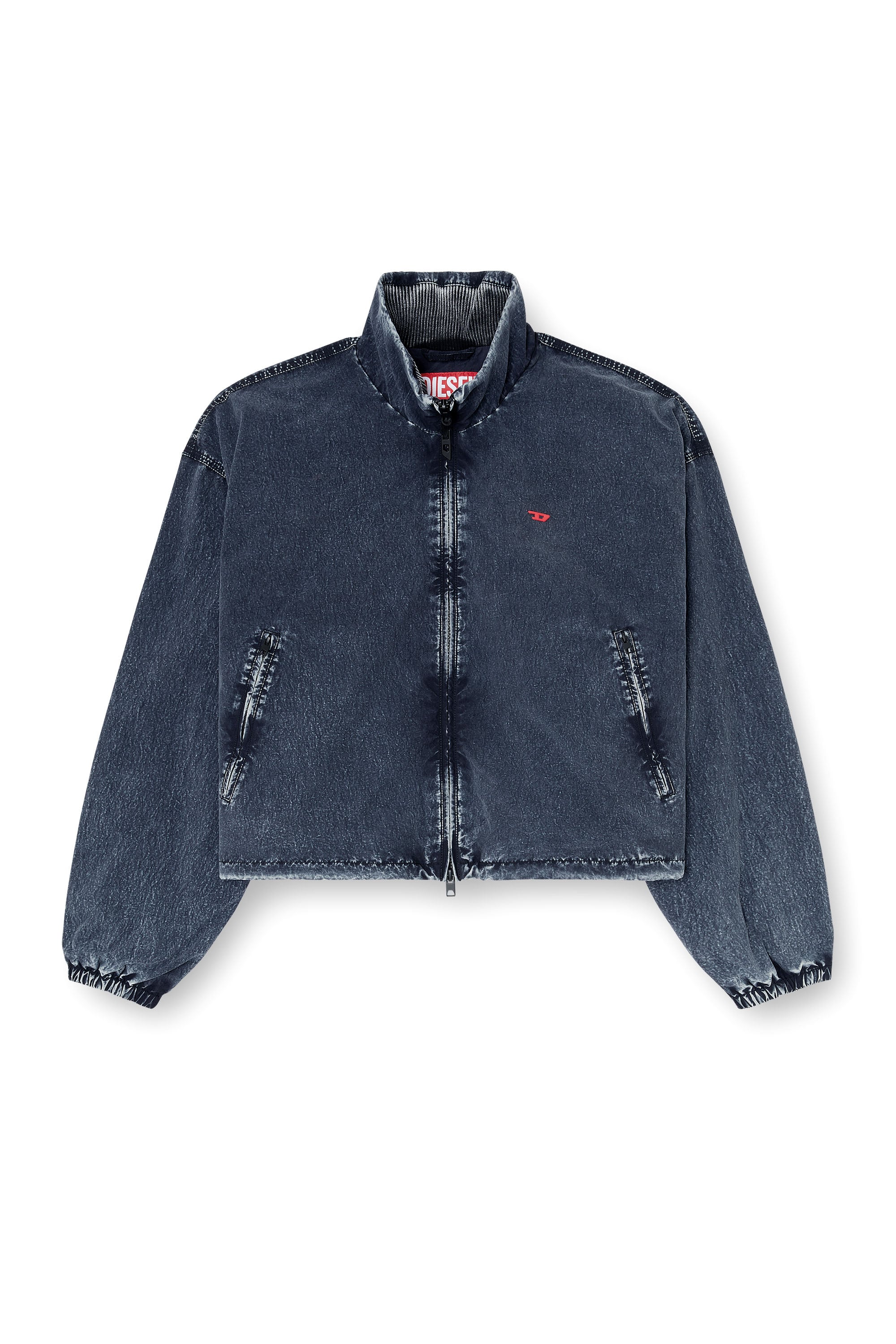 Diesel - G-LEAMER, Woman's Windbreaker jacket in acid-wash Taslan in Dark Blue - 2
