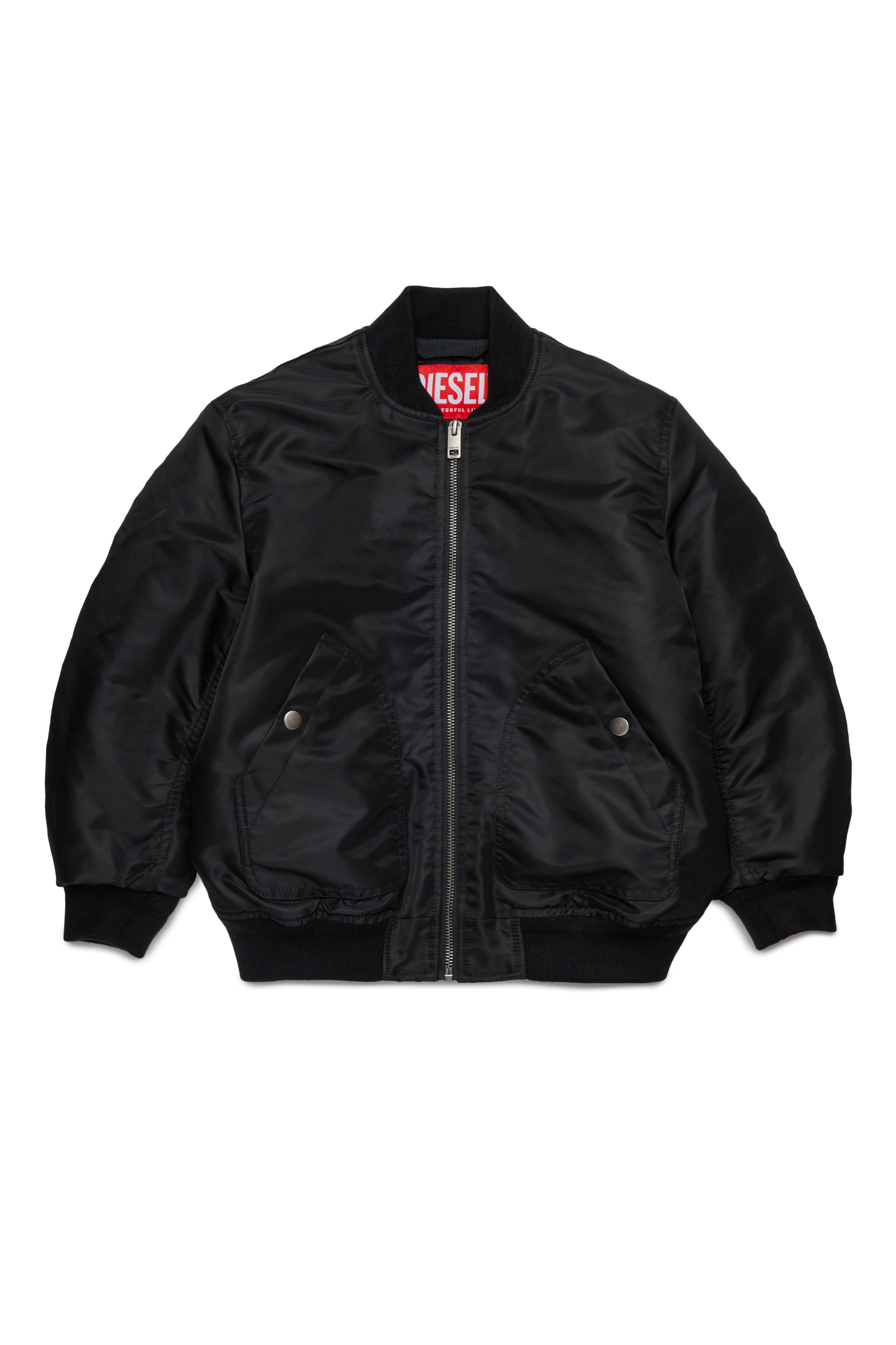 Diesel - JHELD, Man's Nylon bomber jacket with embroidered logo in Black - 1