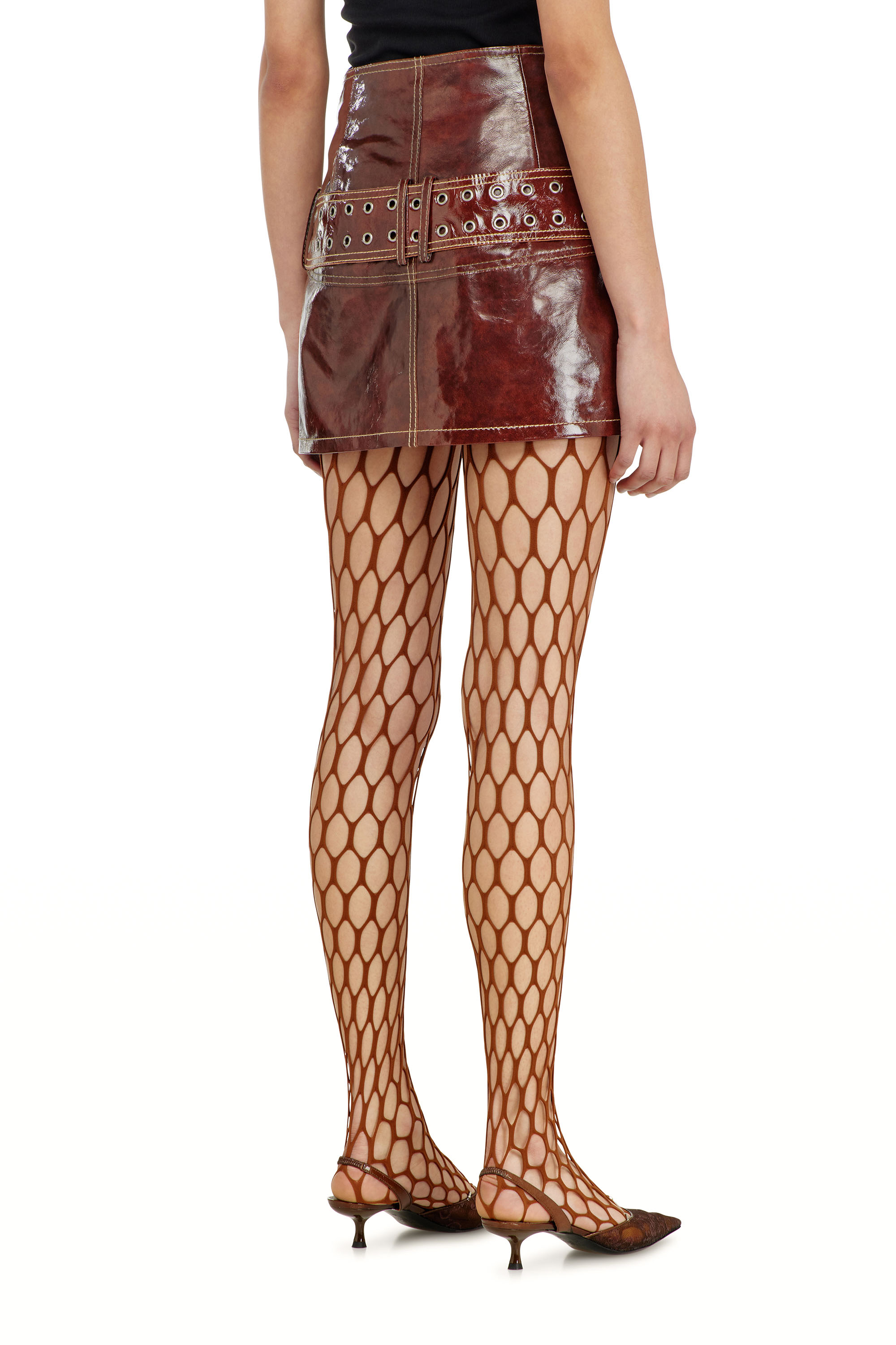 Diesel - L-EVANT, Woman's Patent-leather miniskirt with belt in null - 3