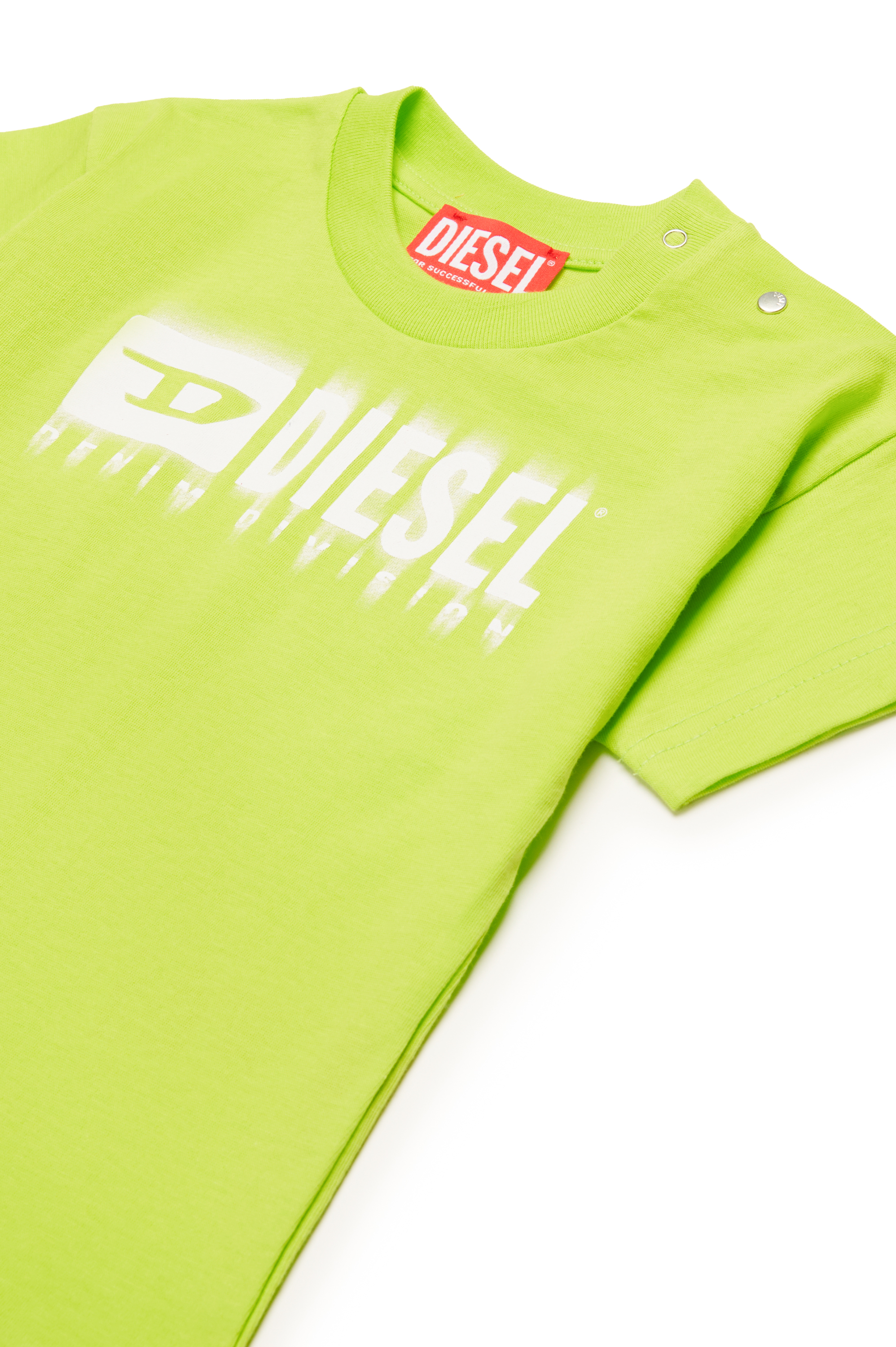 Diesel - TDIEGORL6MAB, Unisex's T-shirt with smudged logo in Green Fluo - 3