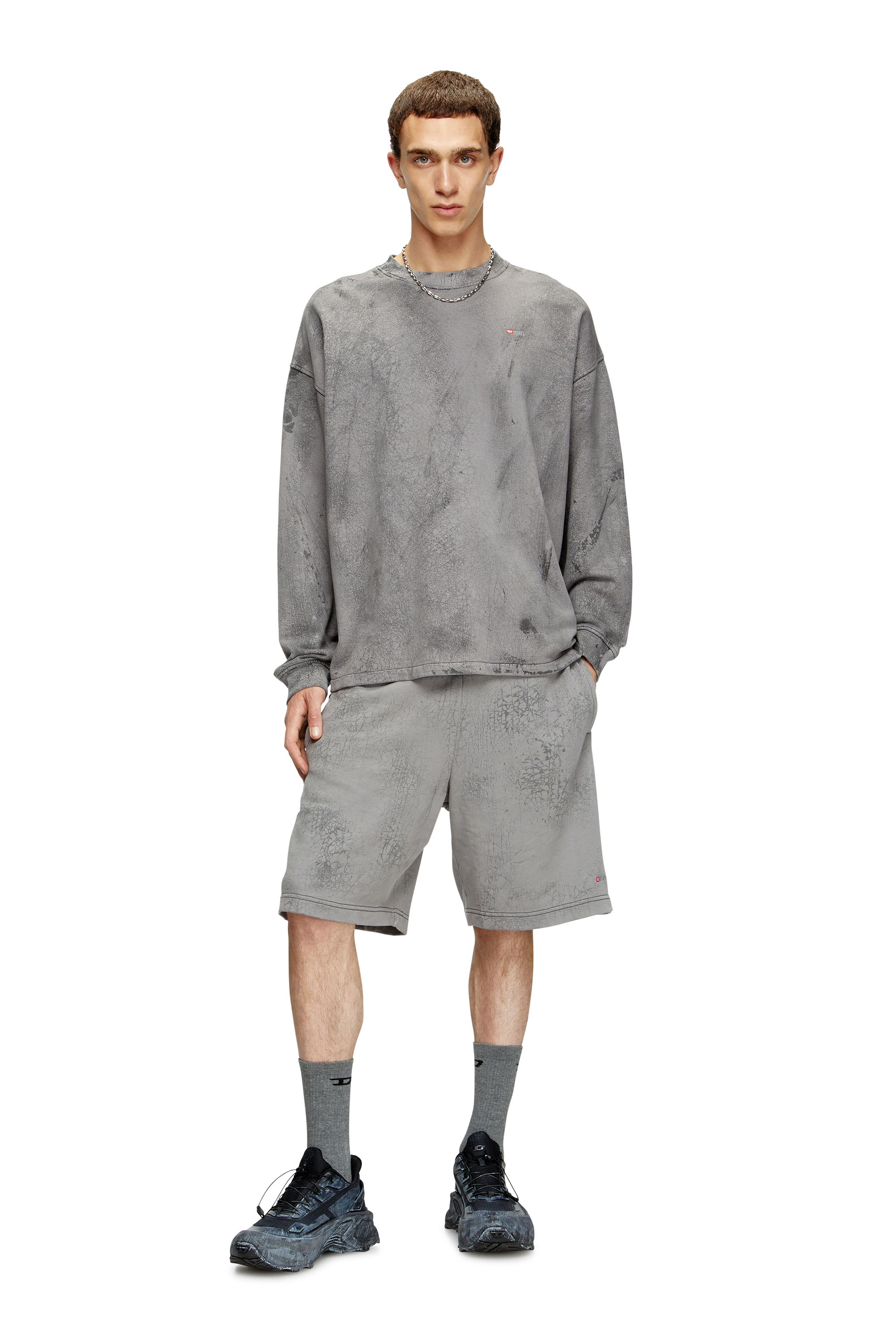 P-CREW, Grey Diesel - P-CREW, Man's Shorts in waxed jersey in Grey - 1