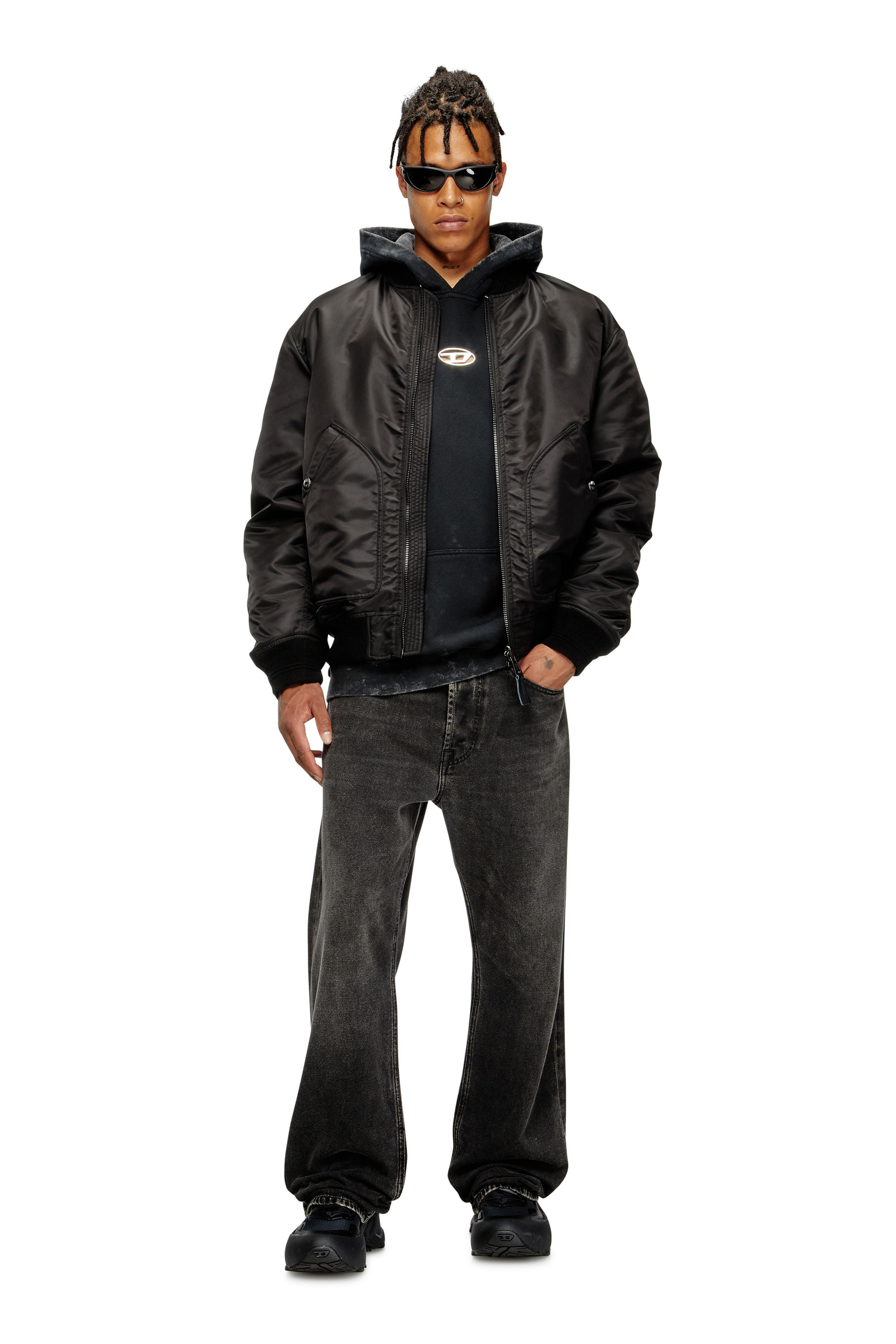 Diesel - S-BOXT-HOOD-T10, Man's Hoodie with cut-out metal Oval D in Black - 1