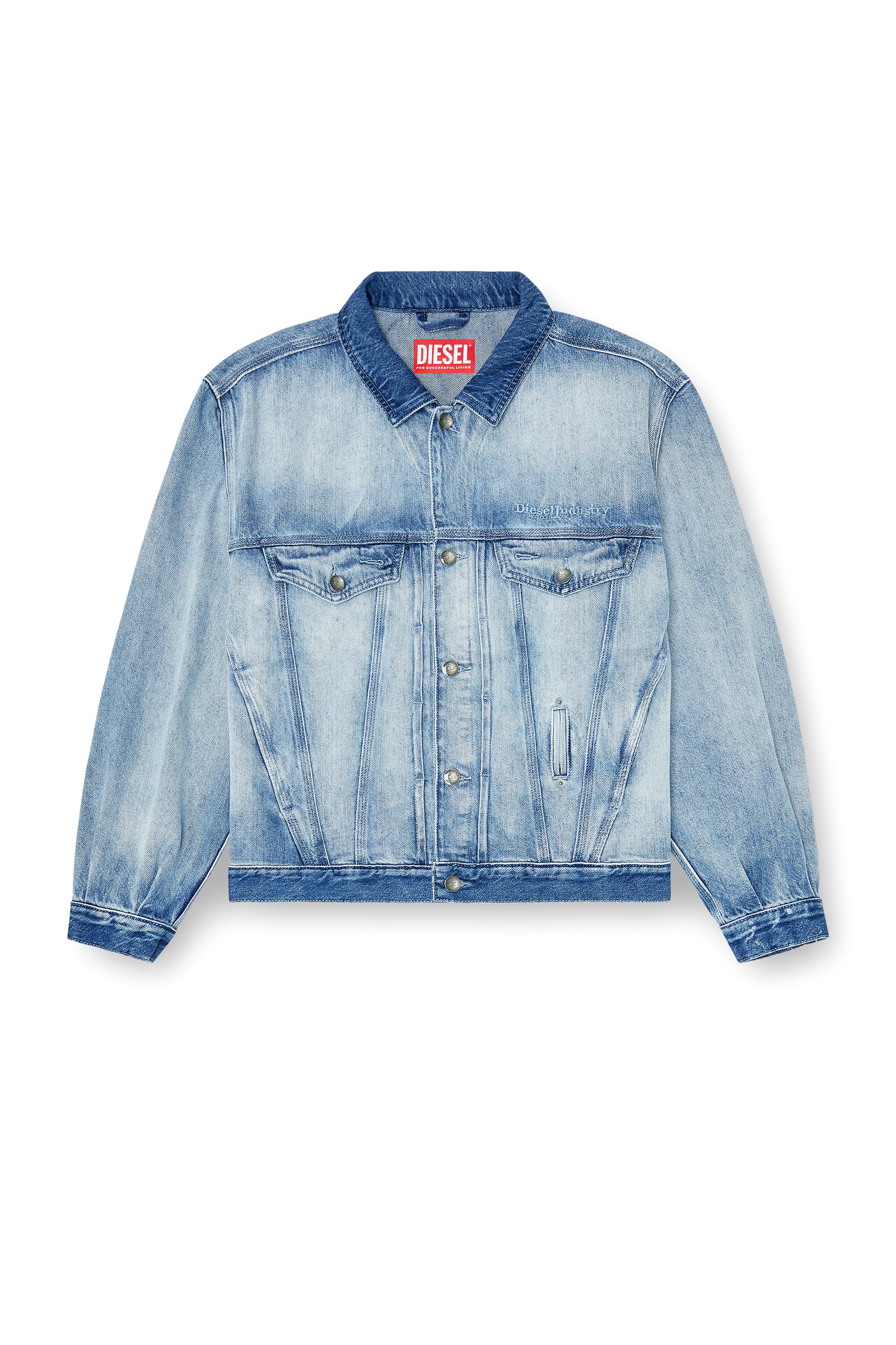 Diesel - D-DENVER-FSI1, Unisex's Trucker jacket in medium-light skeleton denim in Light Blue - 3
