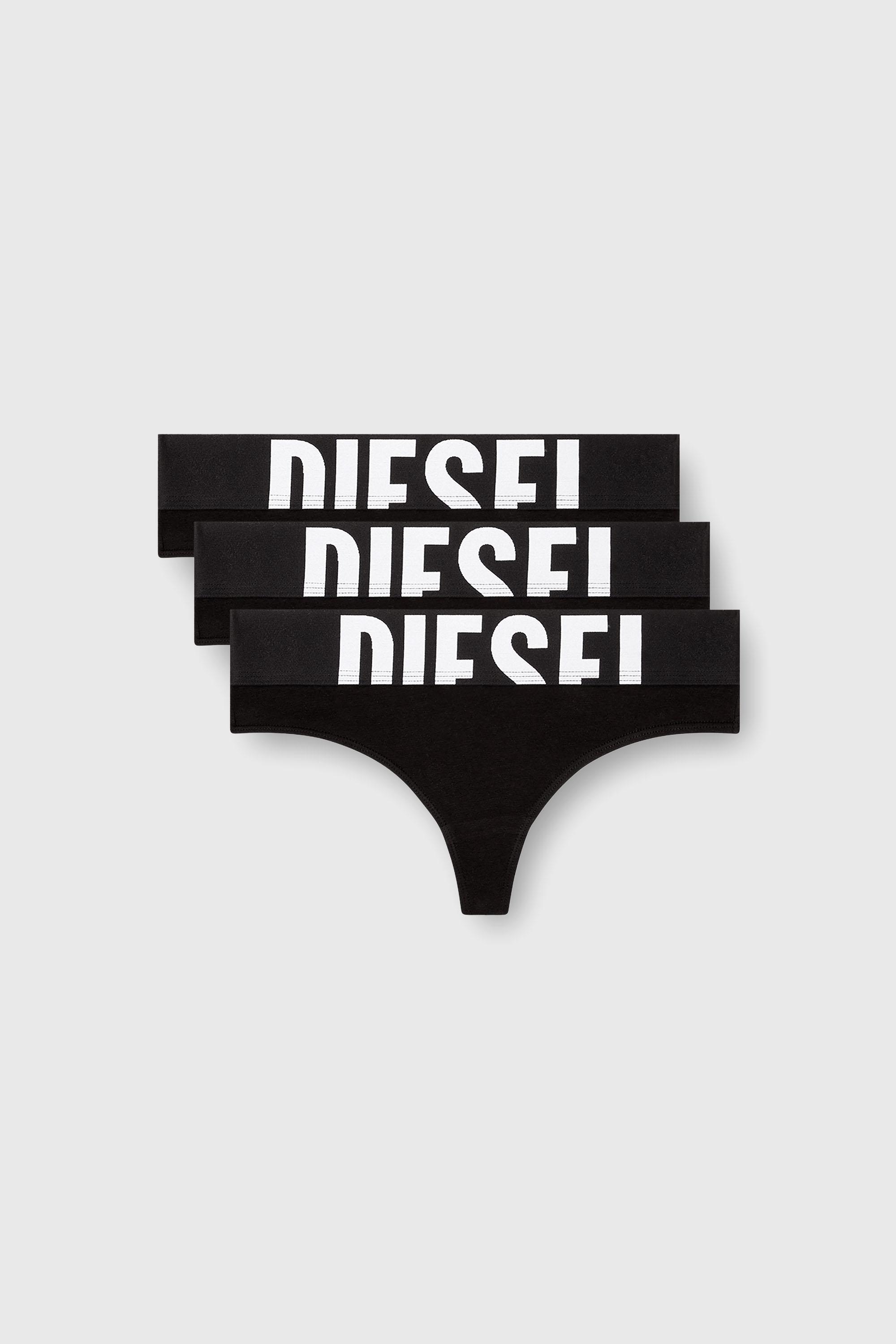 Diesel - UFST-STARS-THREEPACK, Woman's Three-pack thongs with cut-off logo in Black - 1