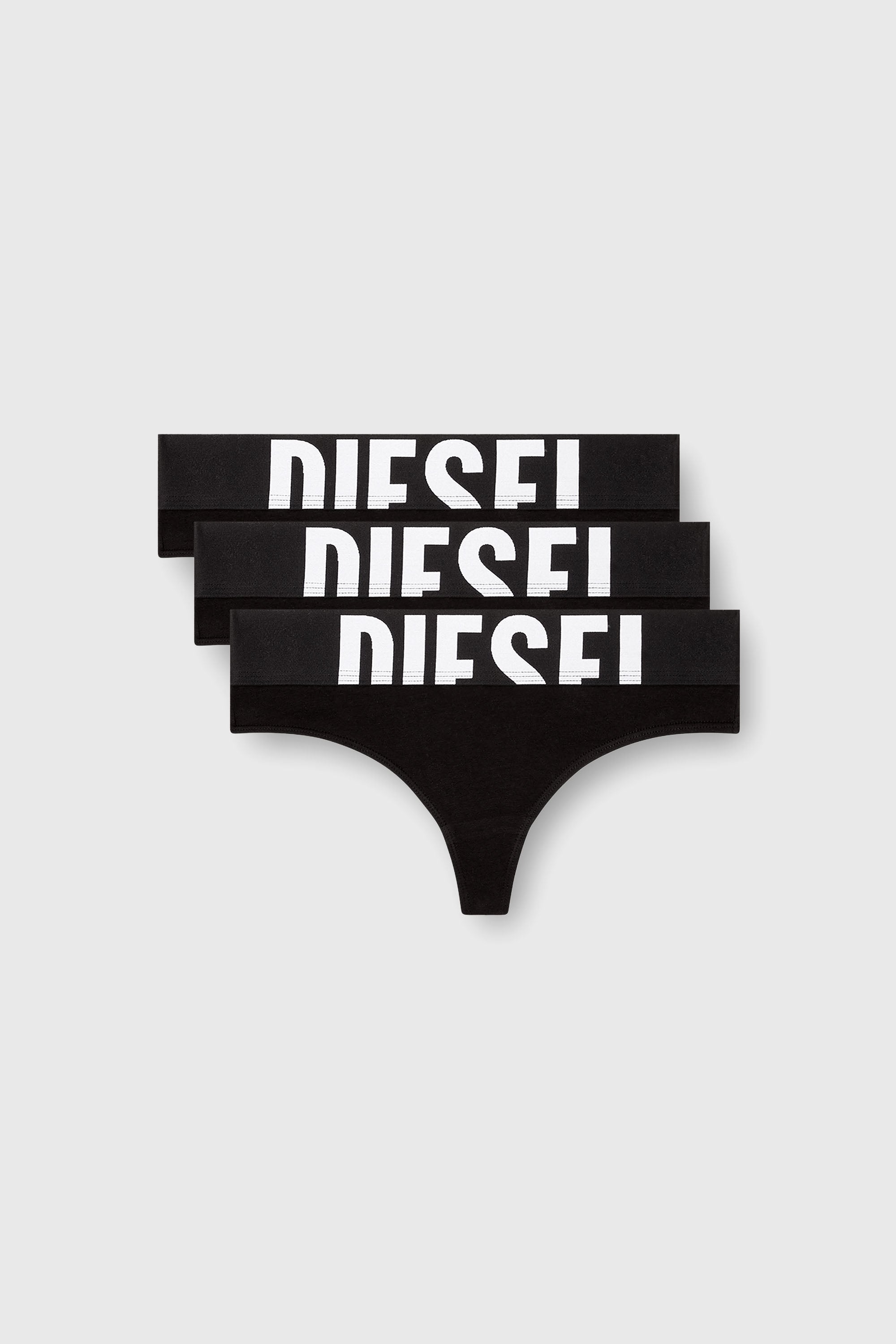 Diesel - UFST-STARS-THREEPACK, Woman's Three-pack thongs with cut-off logo in Black - 2