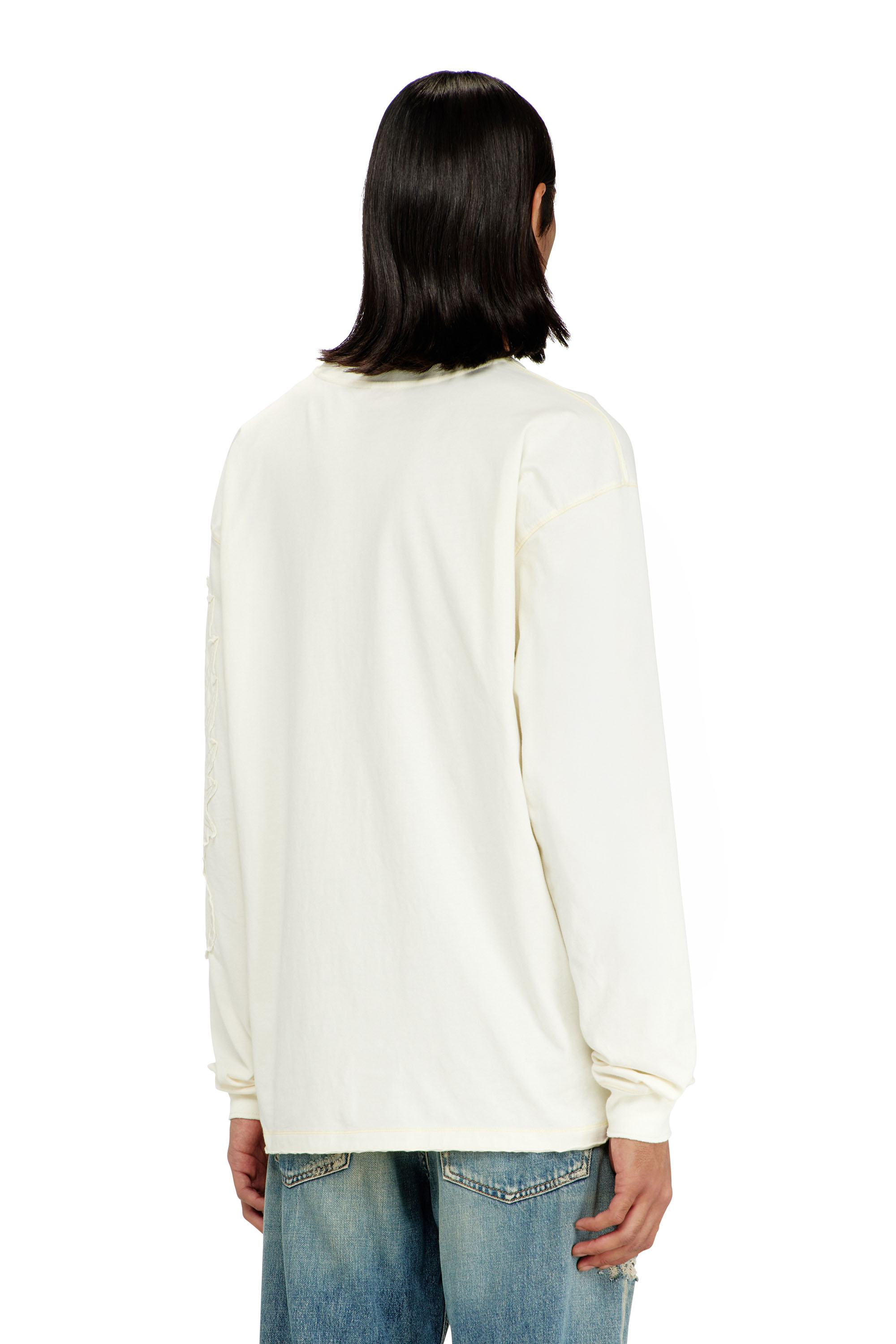 Diesel - T-NORM-LS-AA3, Man's Long-sleeve T-shirt with prints and patches in White - 4