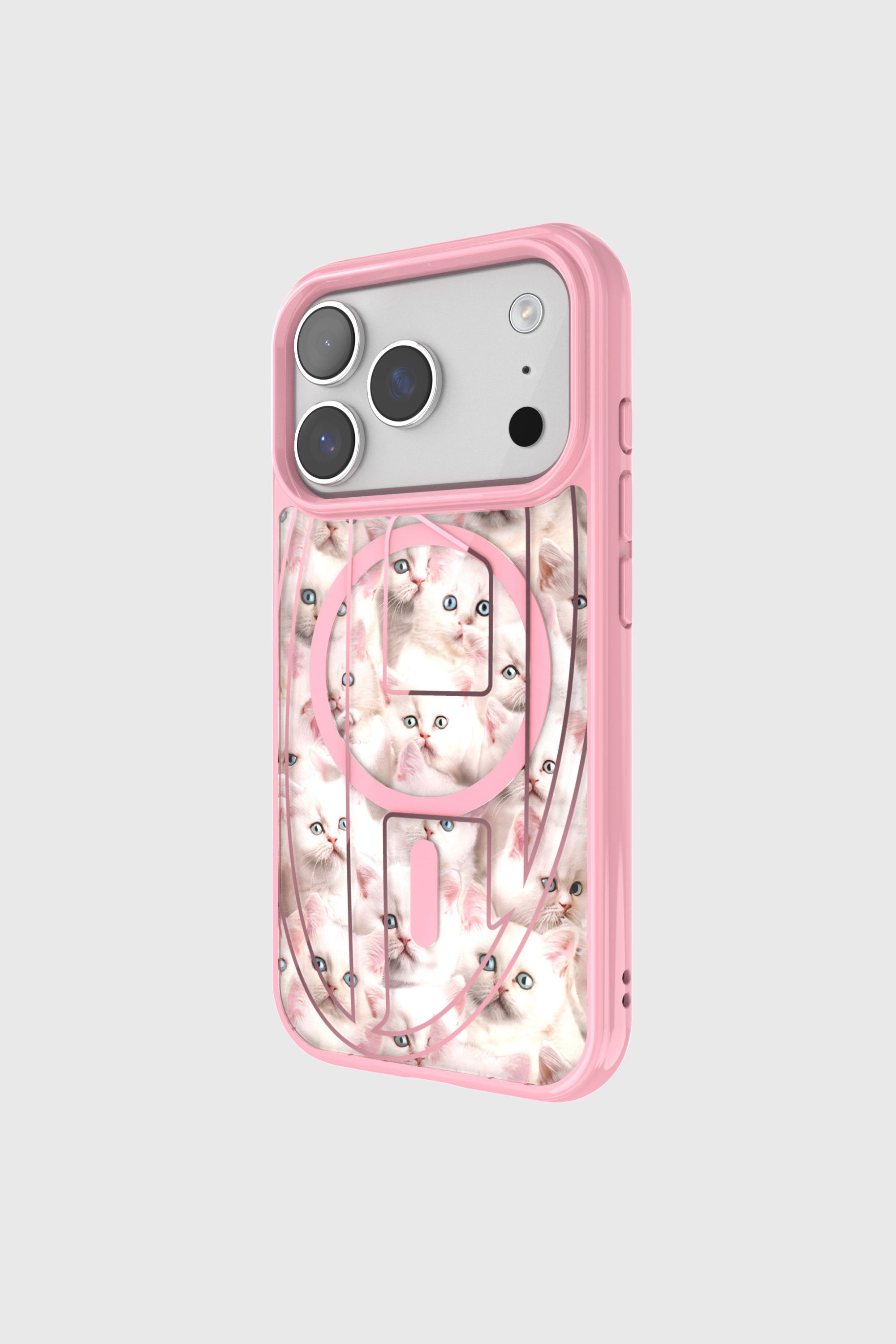 Women's Oval D cats case with magsafe for iPhone 17 Pro | Pink