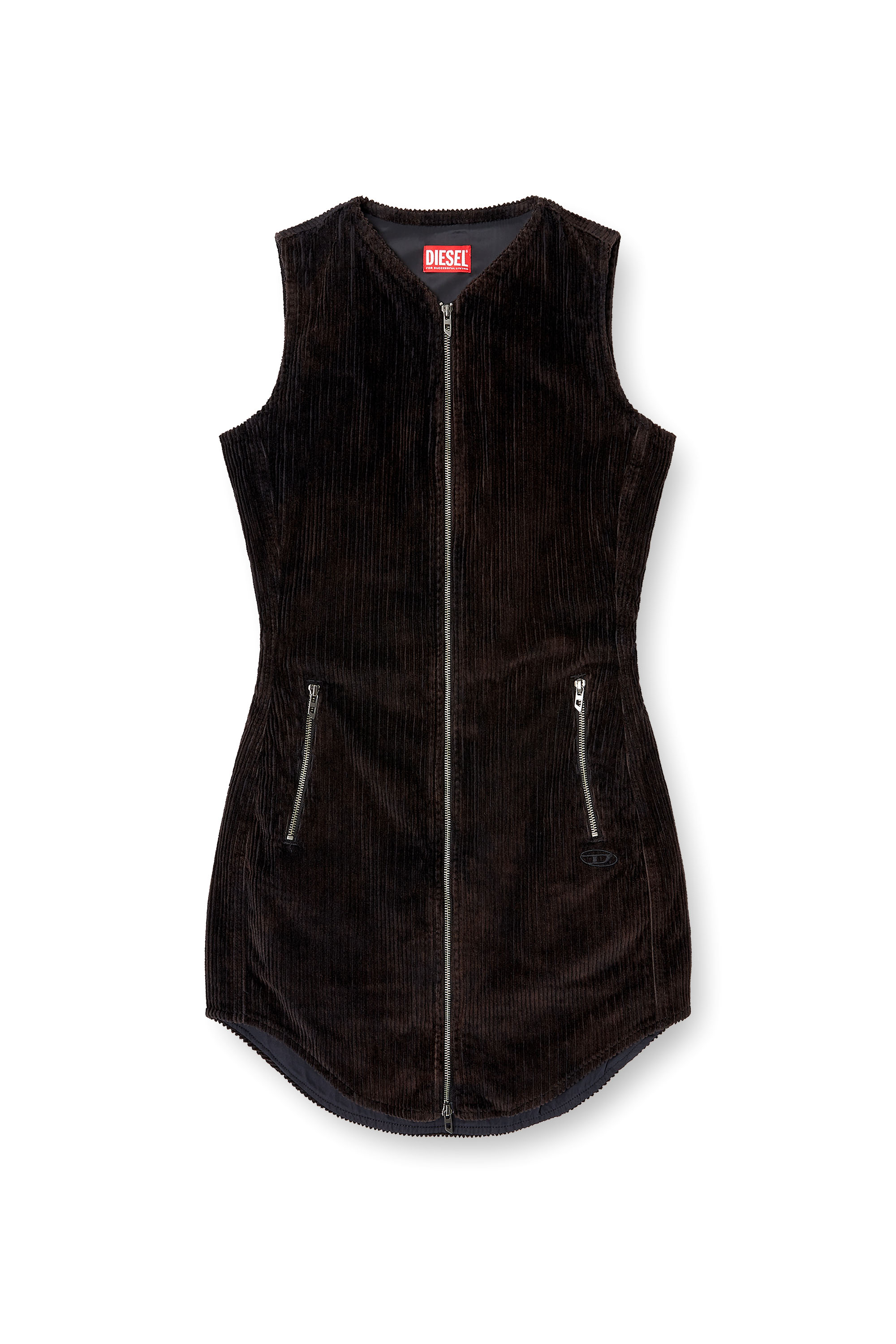 Diesel - D-ENEA, Woman's Cotton mini dress with front zipper in Black - 2