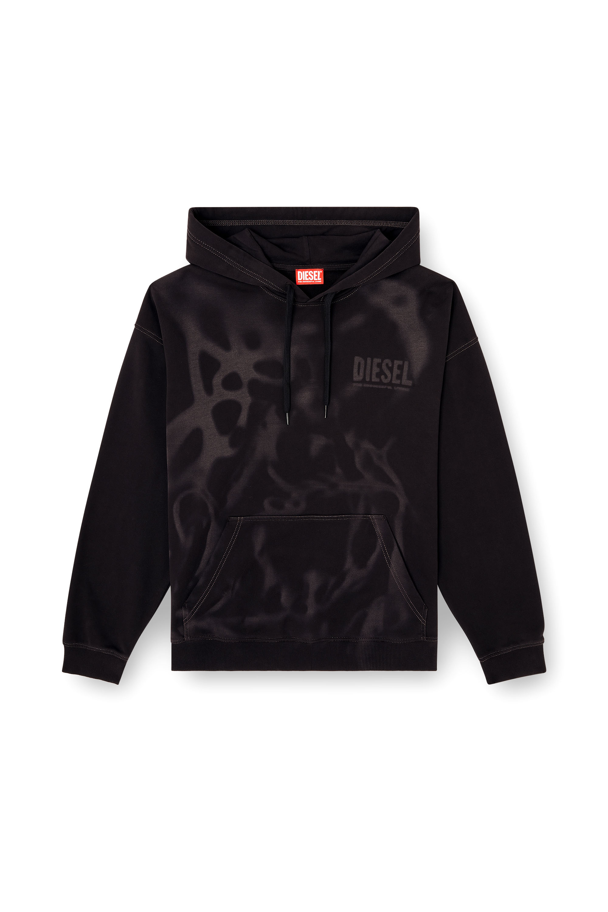 Diesel - S-BOXT-HOOD-V2, Man's Cotton hoodie with lasered prints in Black - 3