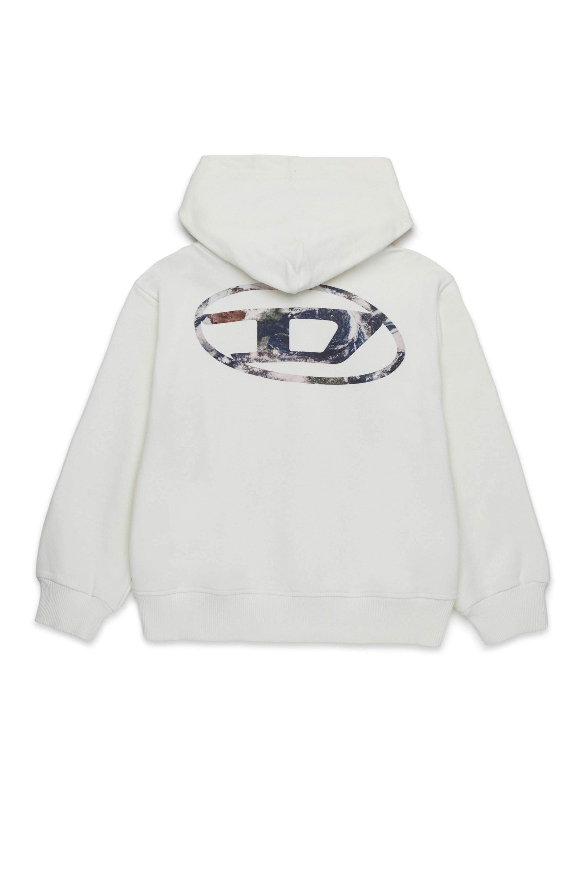 Diesel - SWELTHOODZIP  OVER, Man's Zip-up hoodie with Planet Camo logo in White - 2