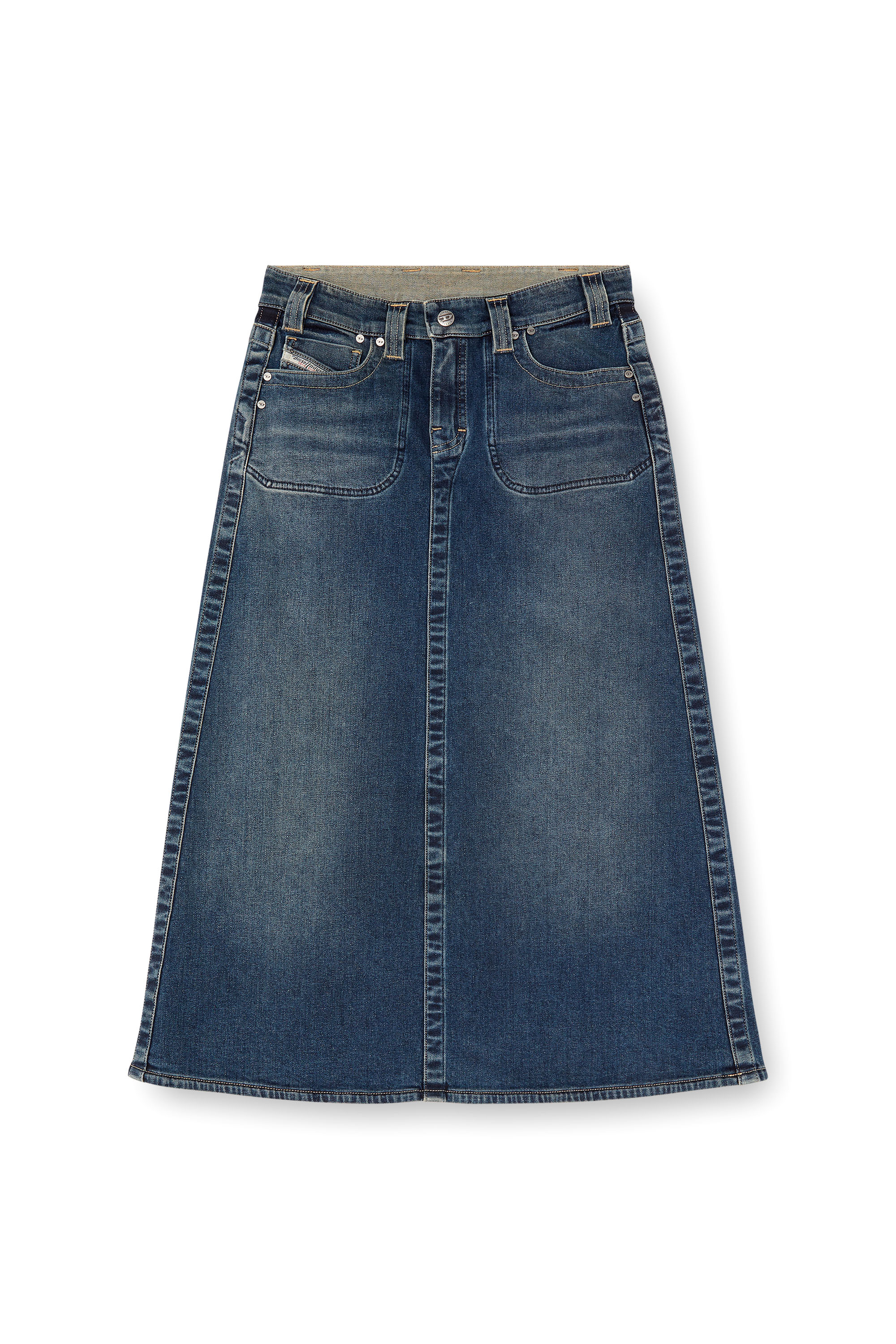 Diesel - DE-PAGO-MID-RE, Woman's Midi skirt in Rehab denim in Dark Blue - 2