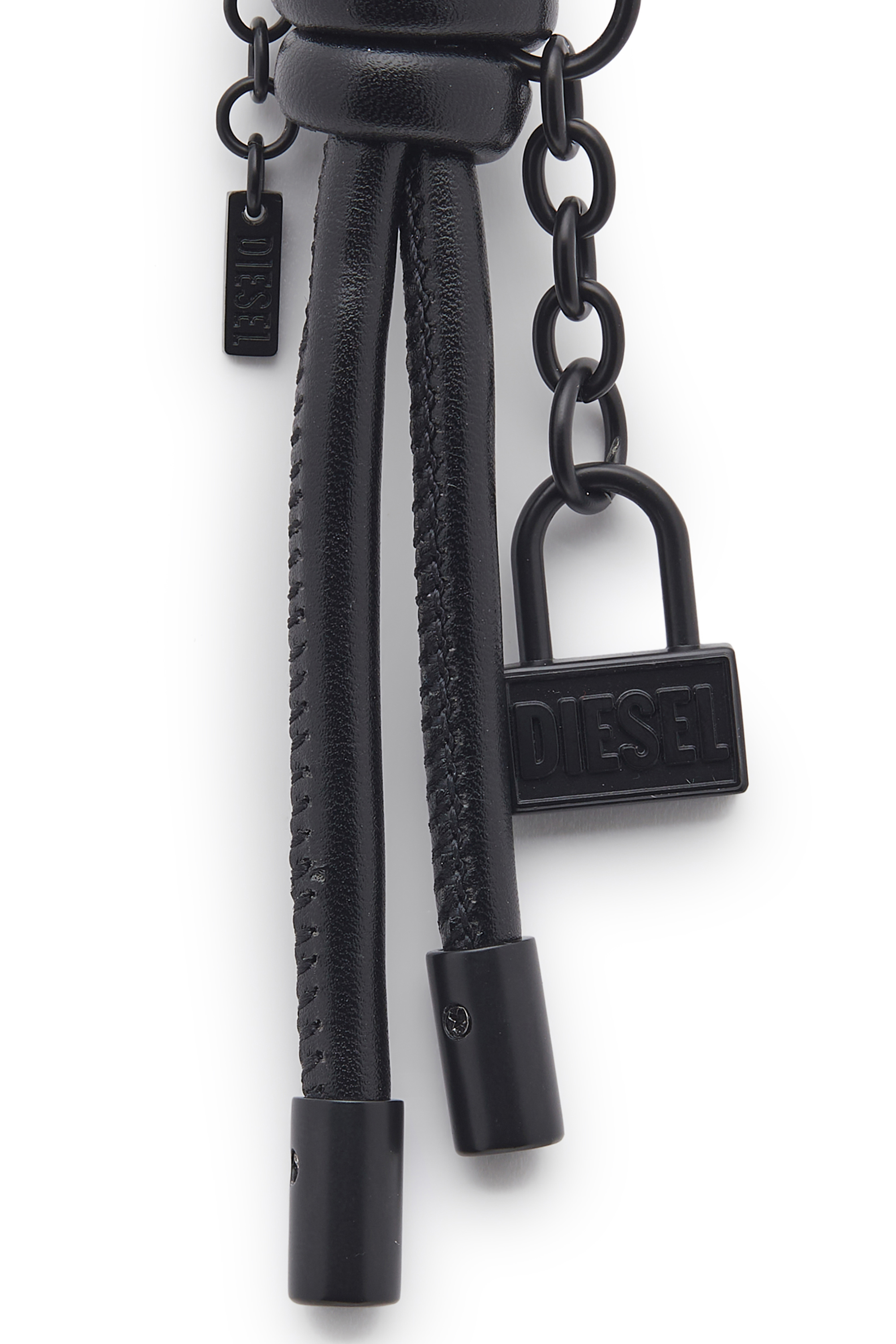 Diesel - CHARM-LOCK II, Man's Metal keyring/charm with Diesel padlock detail in Black - 3