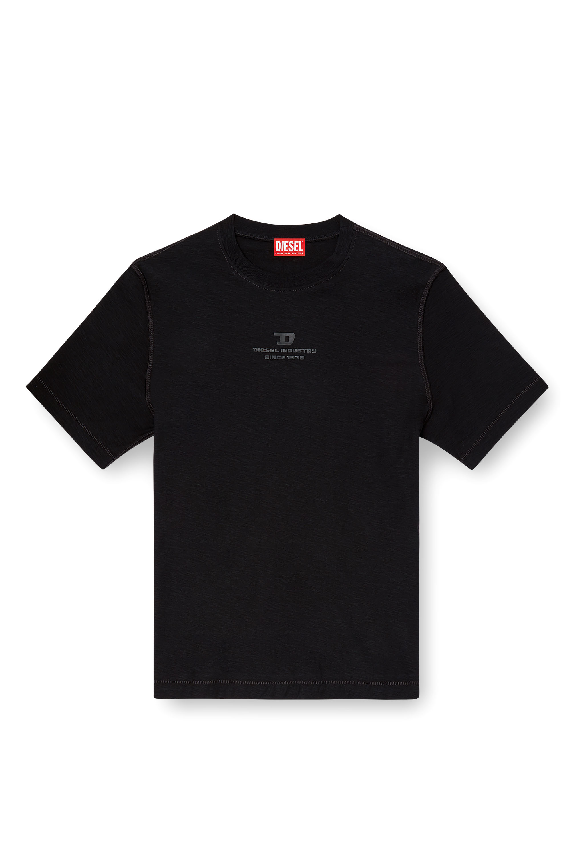 Diesel - T-ADJUST-R10, Man's Slub T-shirt with tonal logo print in Black - 3