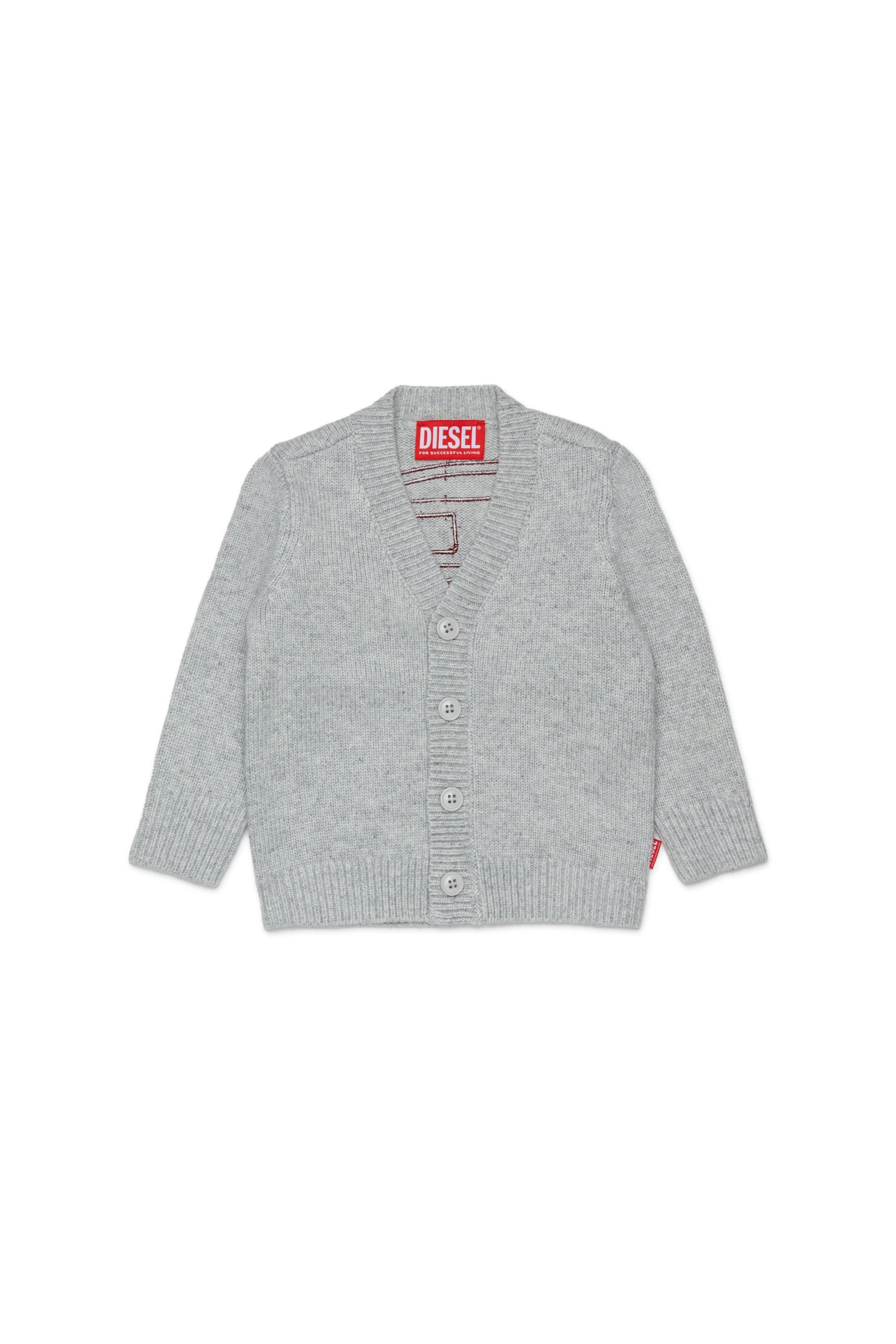 Diesel - KOLYB, Man's Cashmere-enriched cardigan with big Oval D in Grey - 1