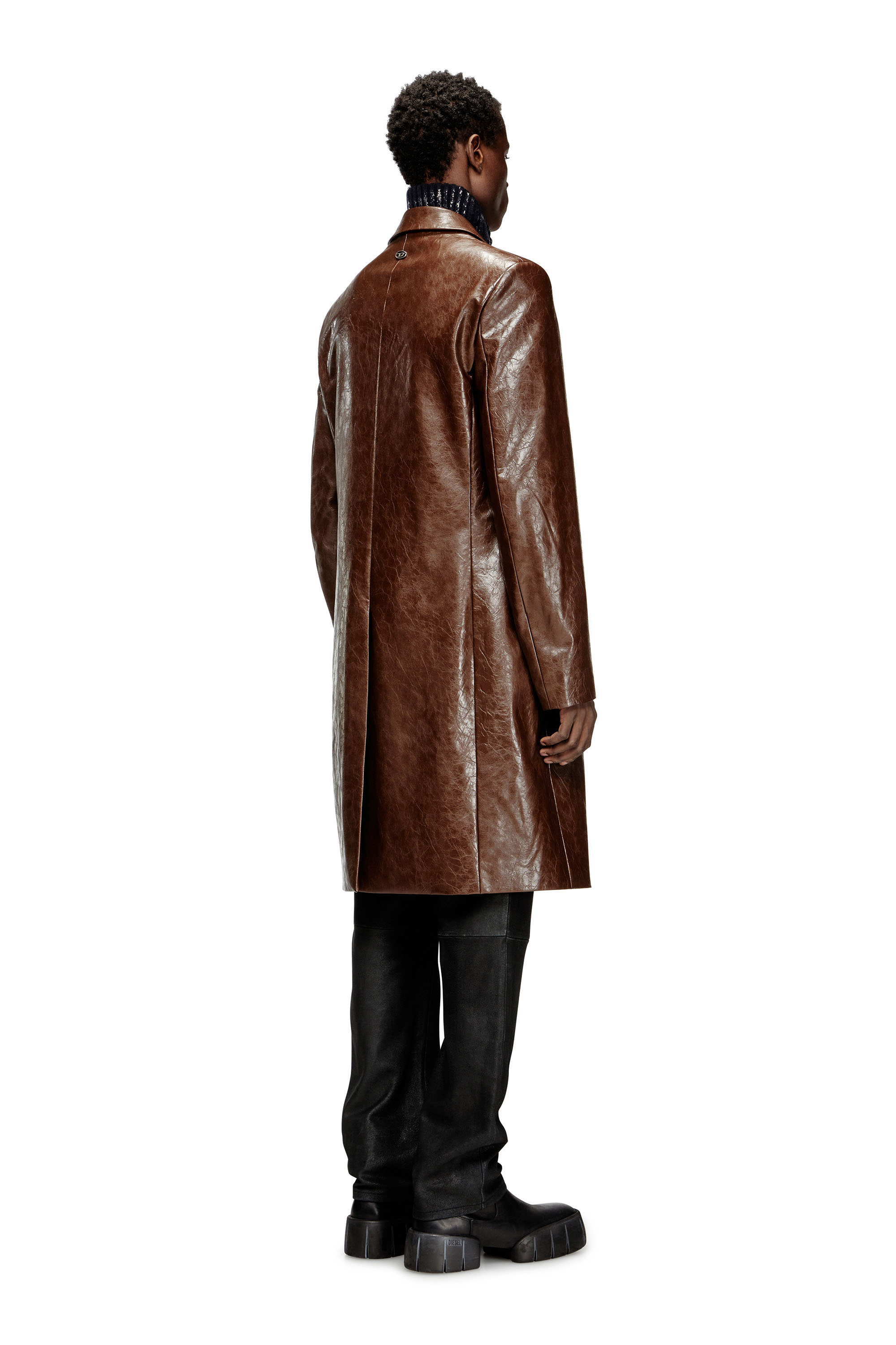 Diesel - J-CREED-COAT, Man's Coat in textured coated fabric in Brown - 4