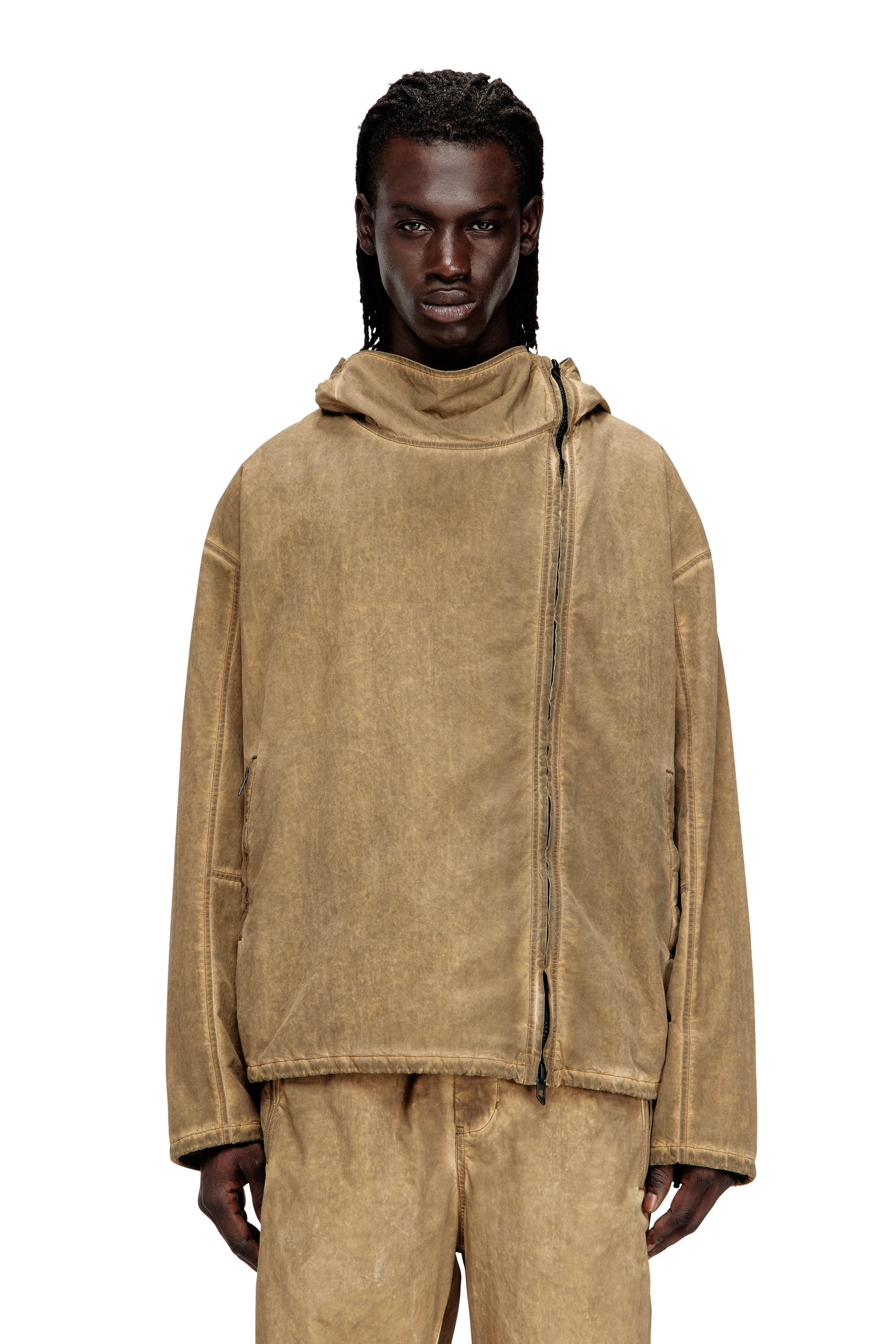 Diesel - J-SQUAD-TREAT, Man's Dirt-effect hooded jacket in Taslan in null - 3