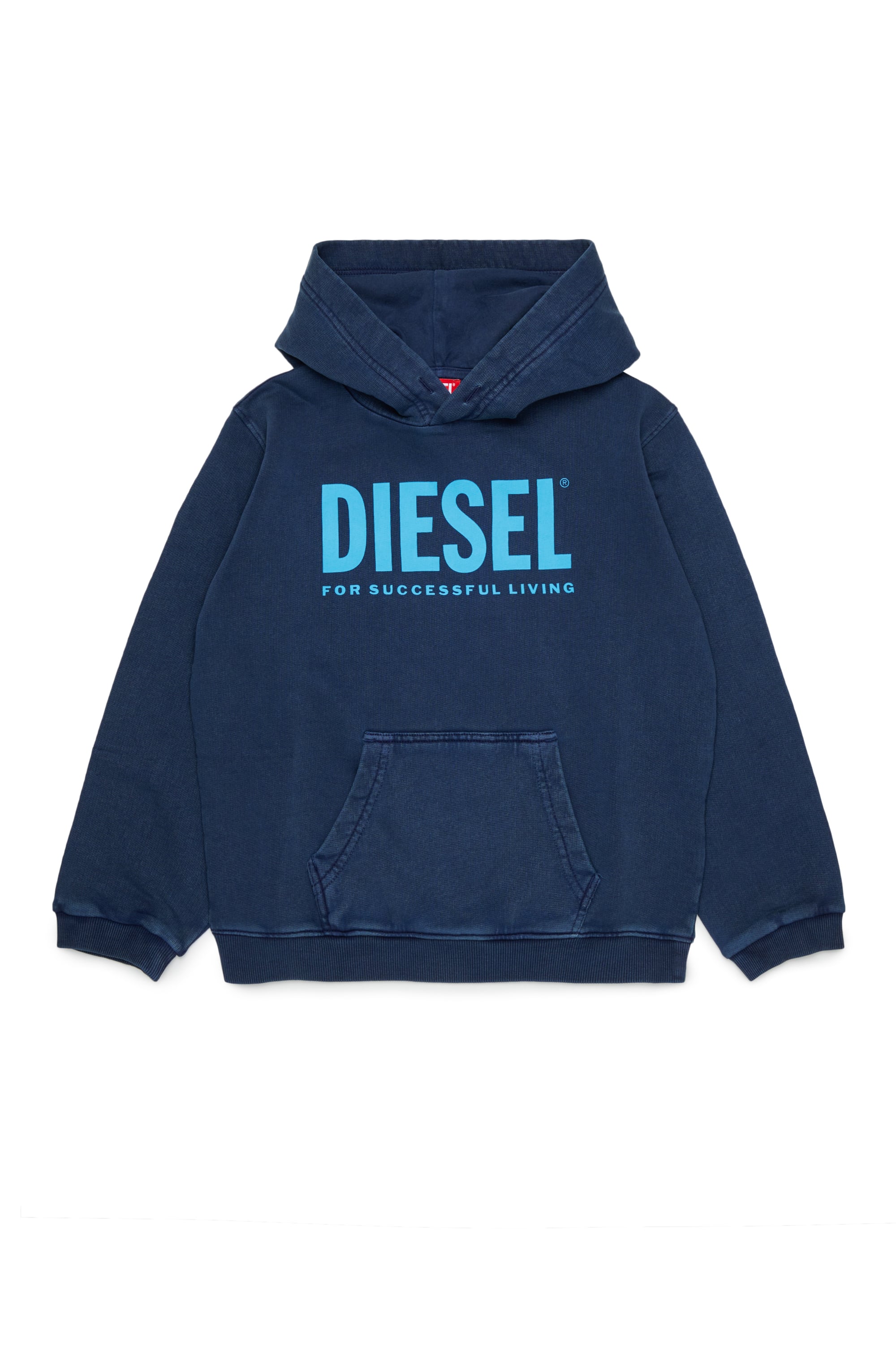 Diesel - STISEL OVER, Man's Hoodie with maxi logo print in Dark Blue - 1