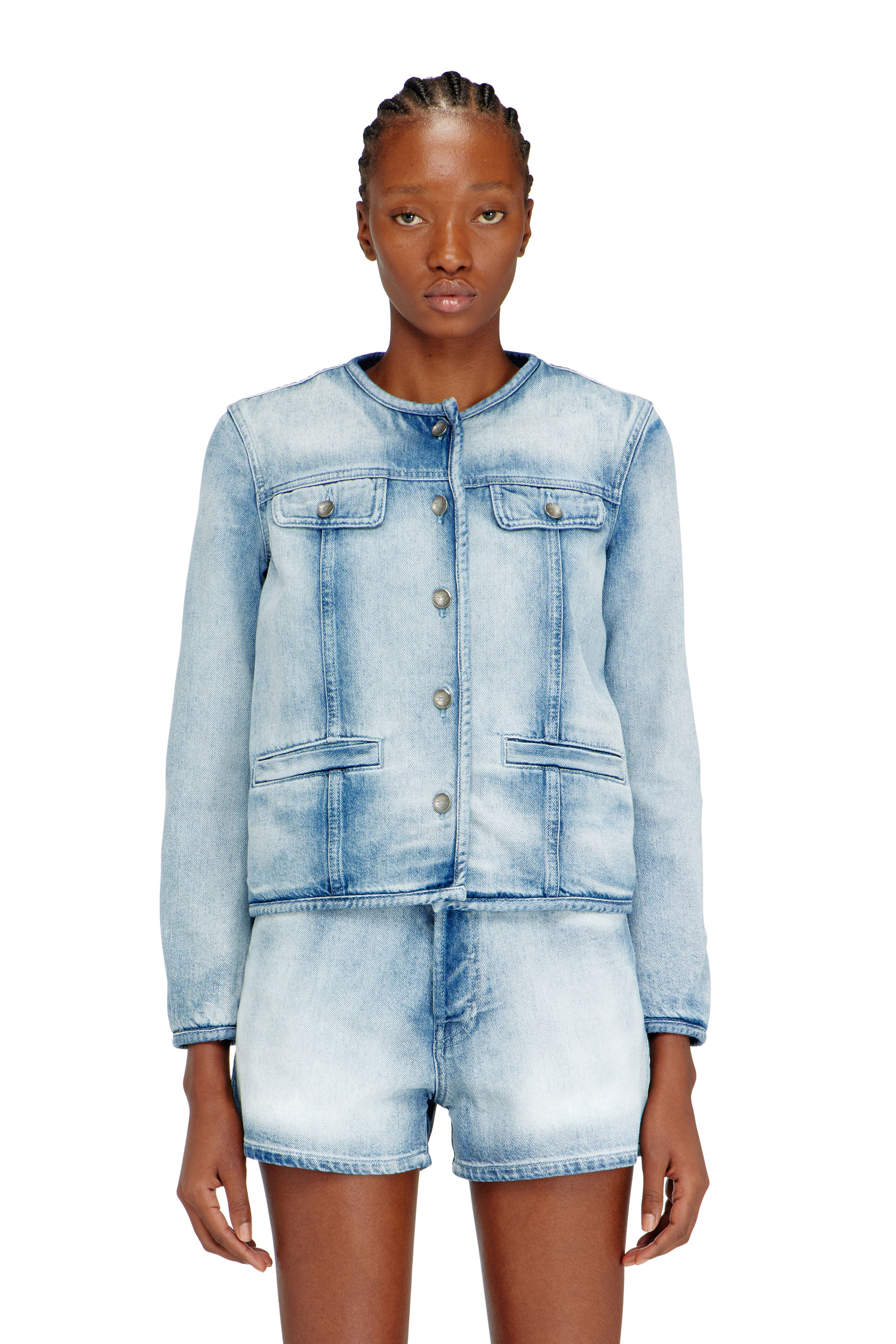 Diesel - DE-GRAFY-FSI1, Woman's Jacket in medium-light skeleton denim in Light Blue - 3