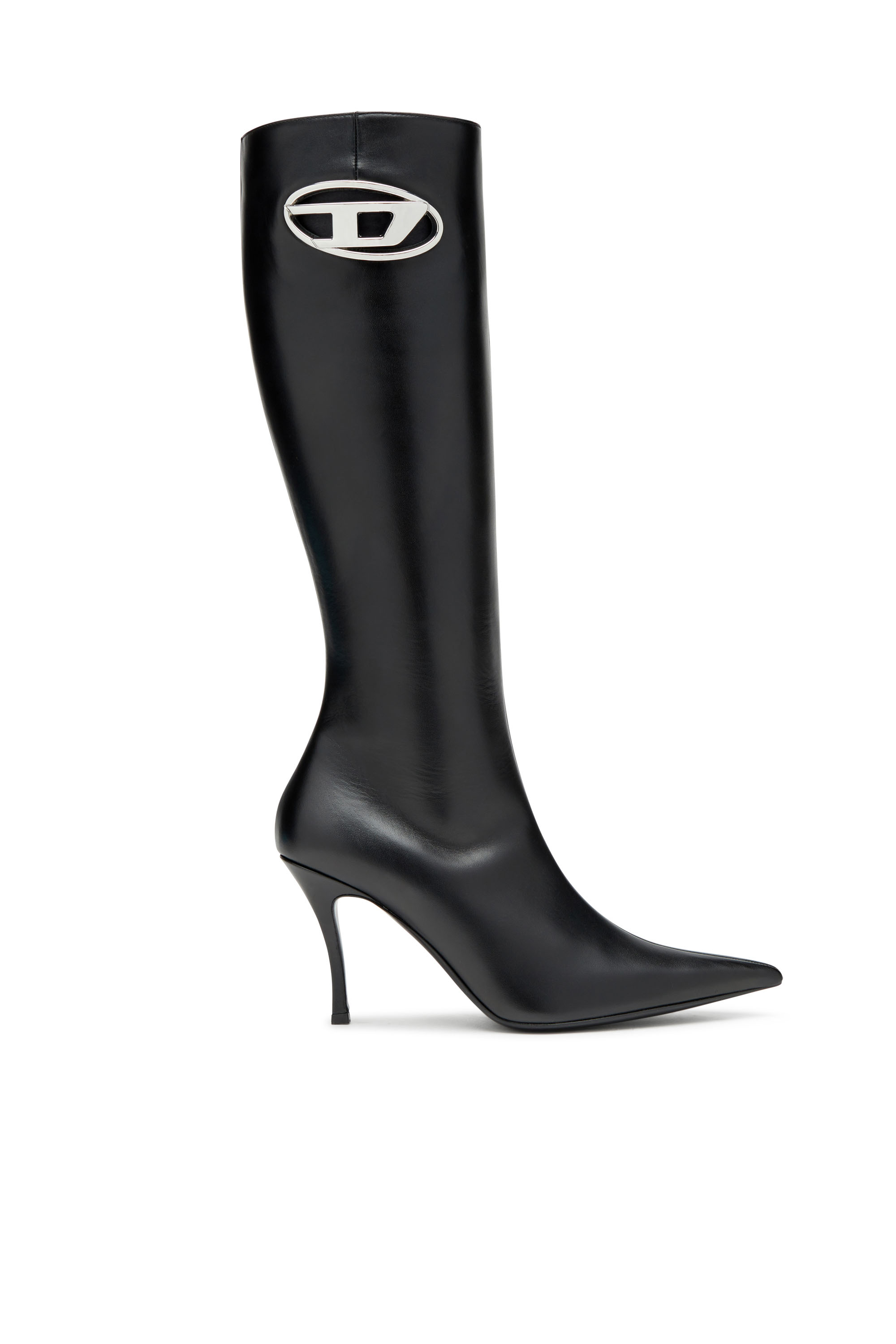 Diesel - D-VENUS HBT, Woman's D-Venus-Leather boots with oval D plaque in Black - 1