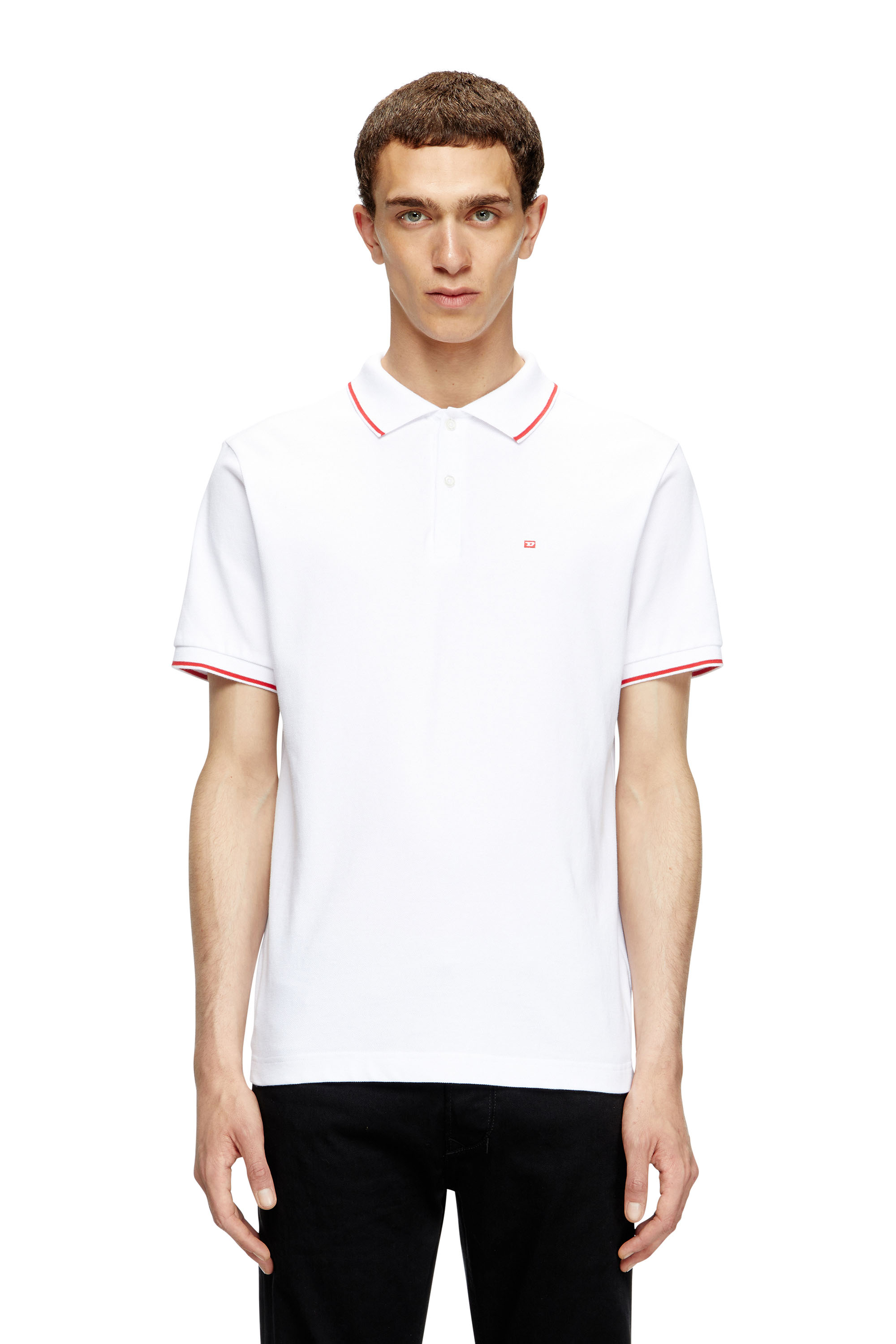 Diesel - T-FERRY-MICRODIV, Man's Polo shirt with micro Diesel embroidery in White - 1