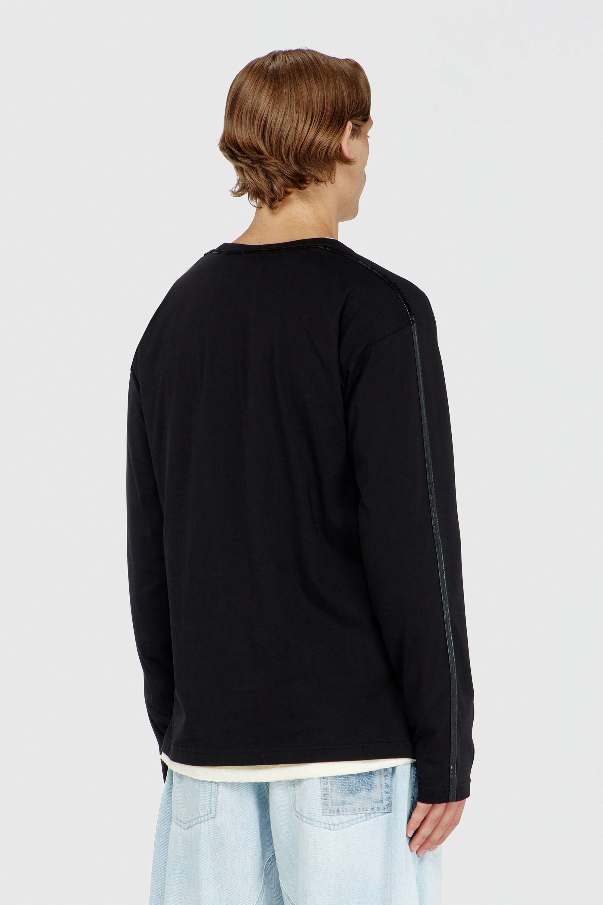 Diesel - T-NORM-LS-FL, Man's Long-sleeve T-shirt with tonal trims in Black - 4