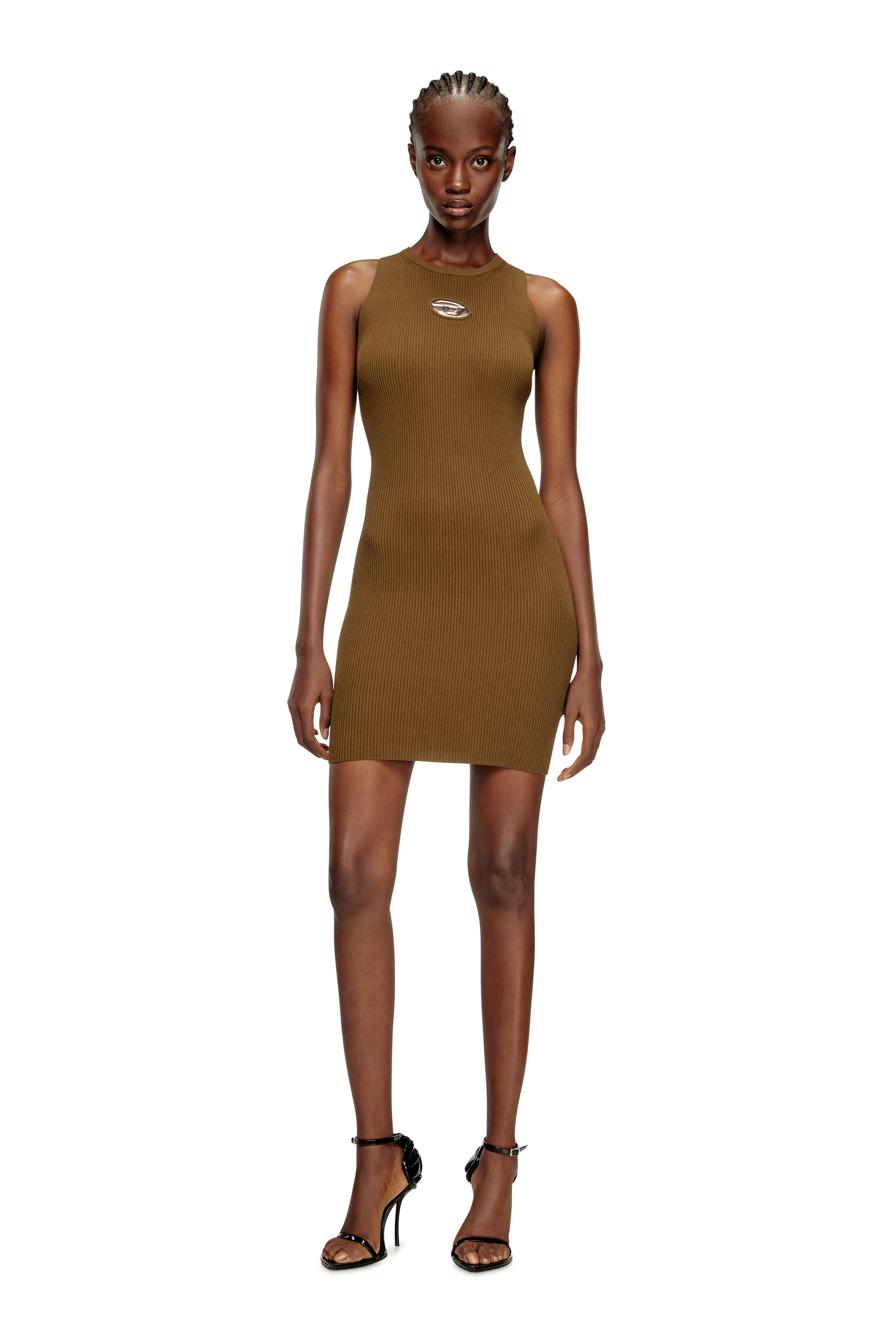 Diesel - M-CADDIX, Woman's Ribbed knit sleeveless dress in Brown - 3