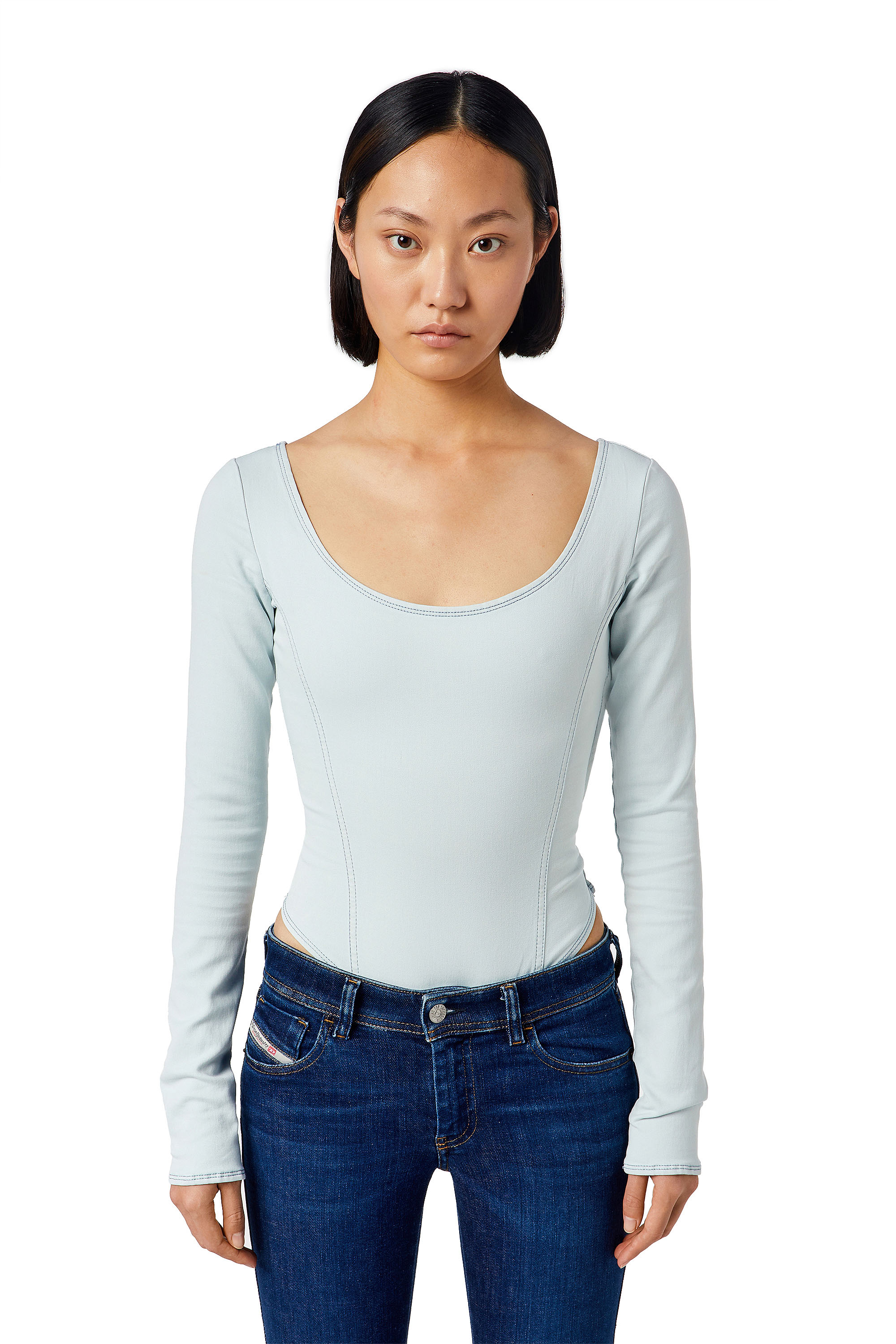 D-CHO TRACK DENIM BODYSUIT, 