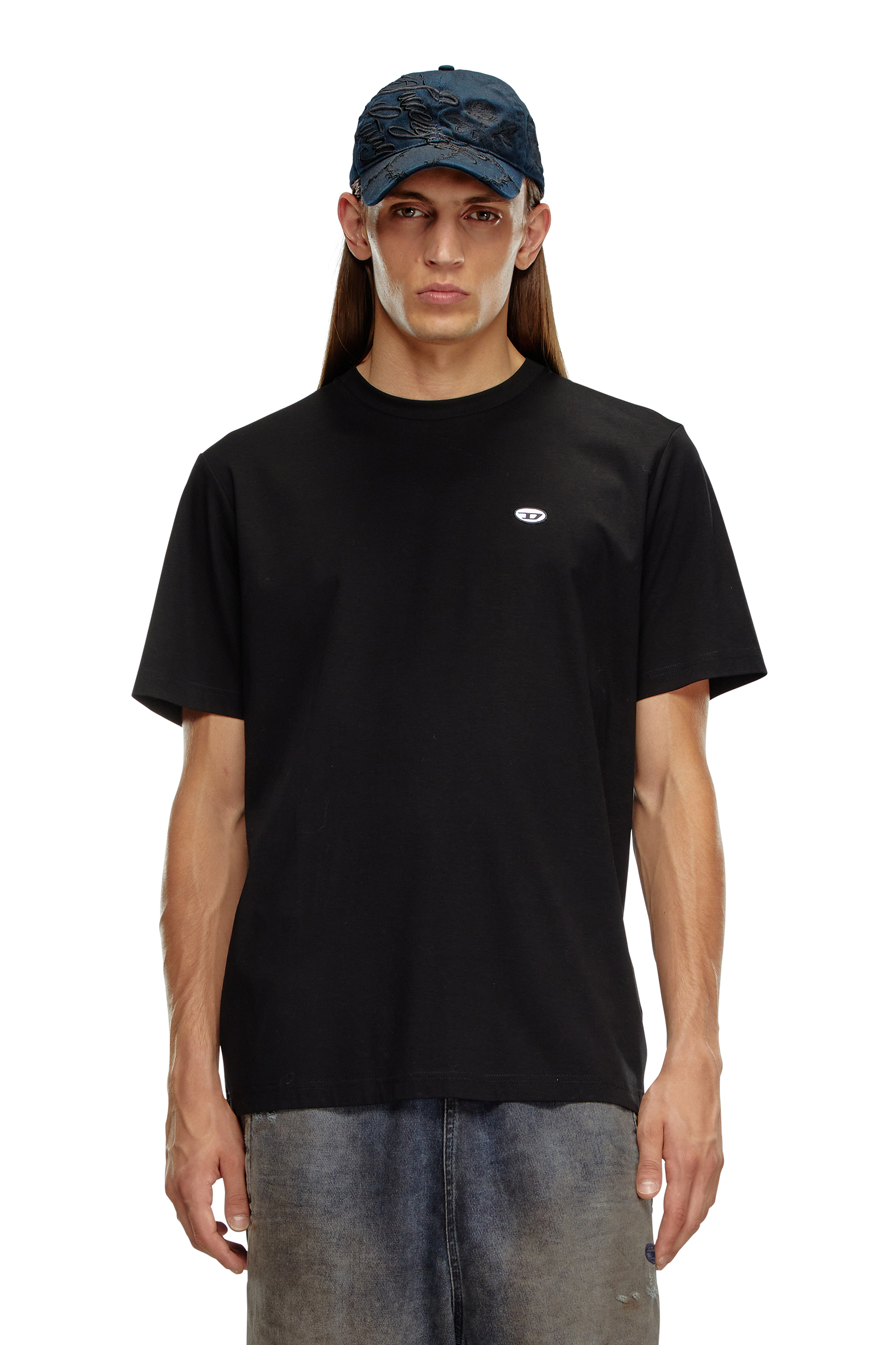 Diesel - T-JUST-DOVAL-PJ, Man's T-shirt with oval D patch in Black - 1