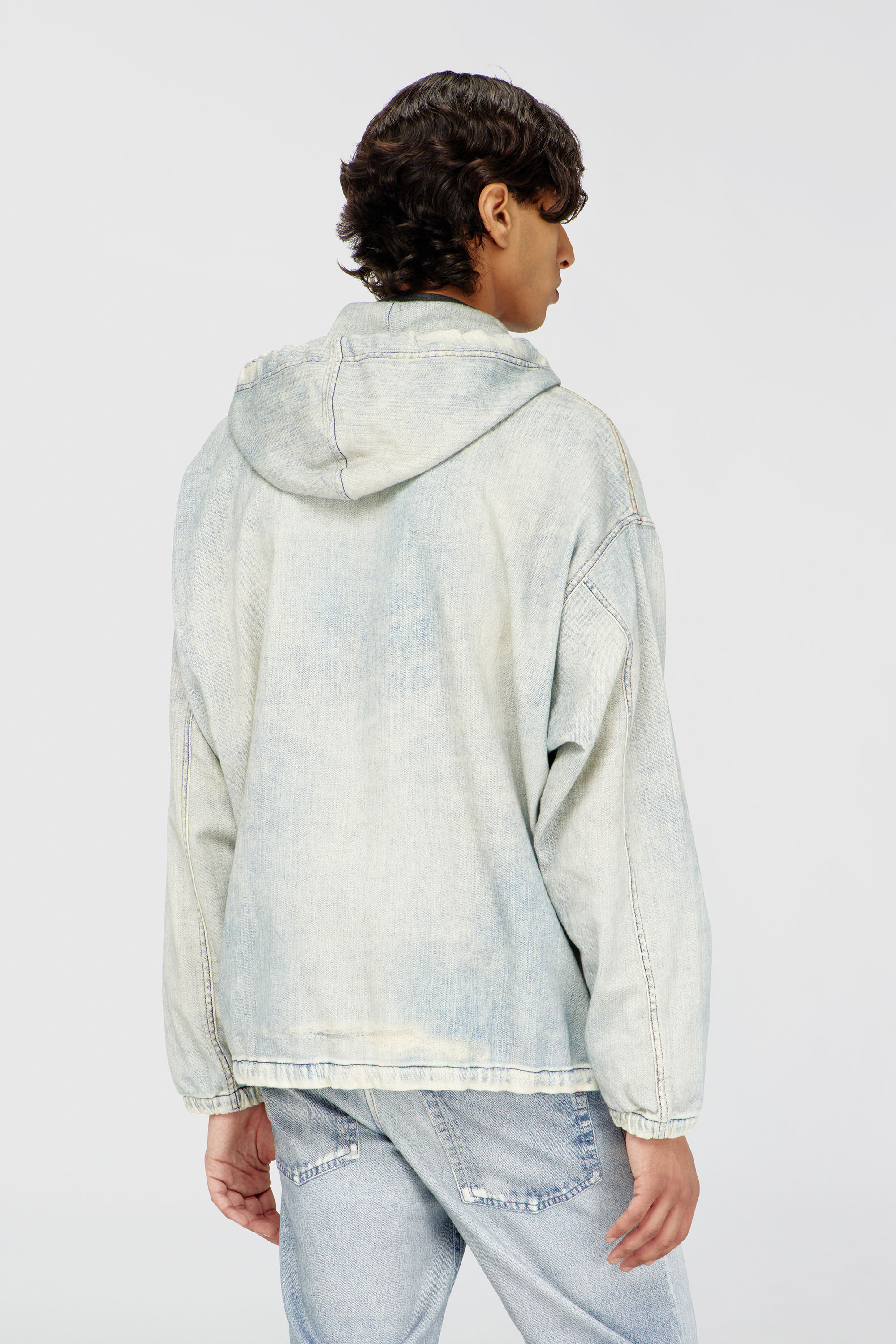 Men's Hooded JoggJeans jacket with trompe l'oeil | Blue | Diesel SI