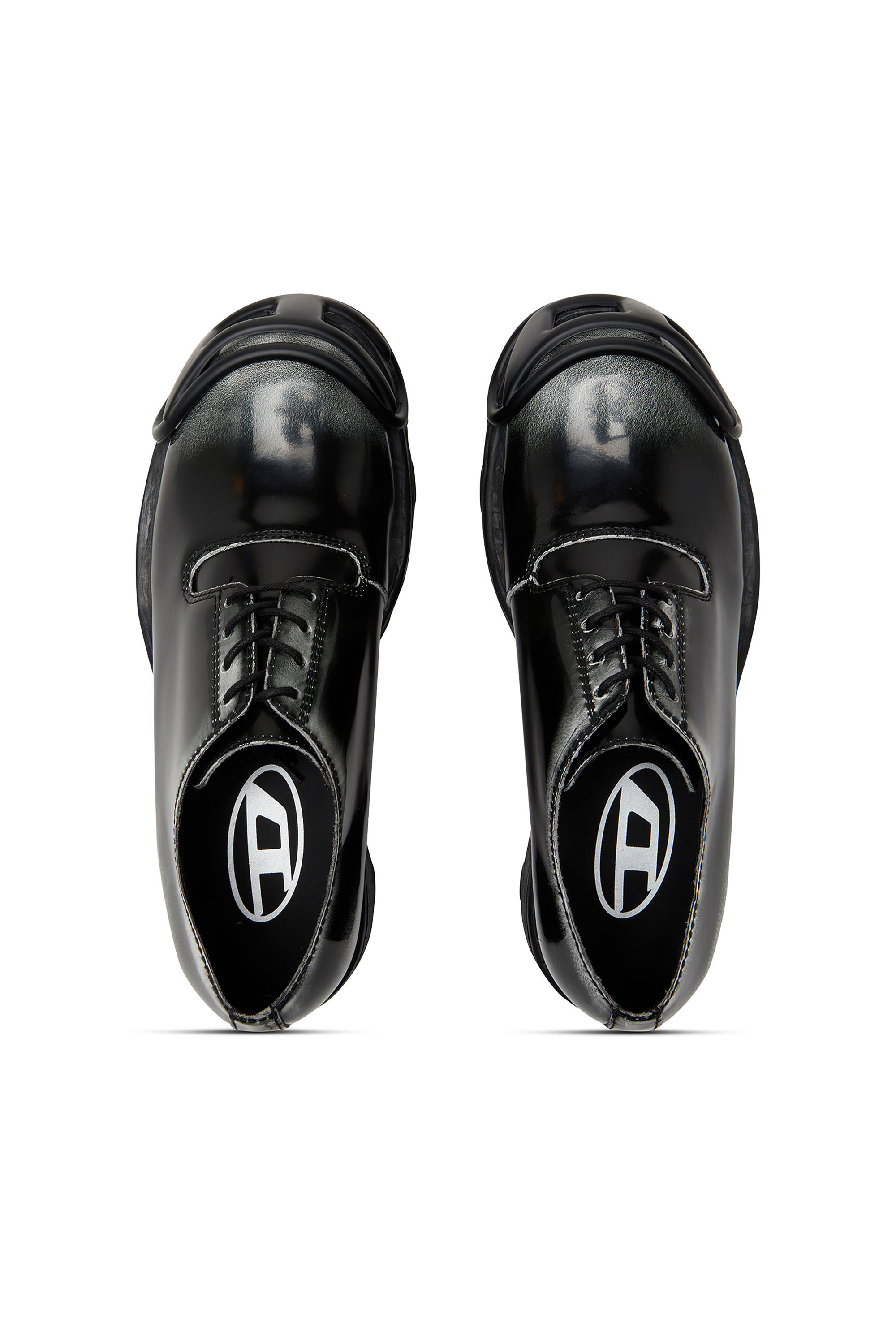 Diesel - D-HAMMER SO D, Man's D-Hammer-Derby shoes in shiny two-tone leather in Black/White - 5