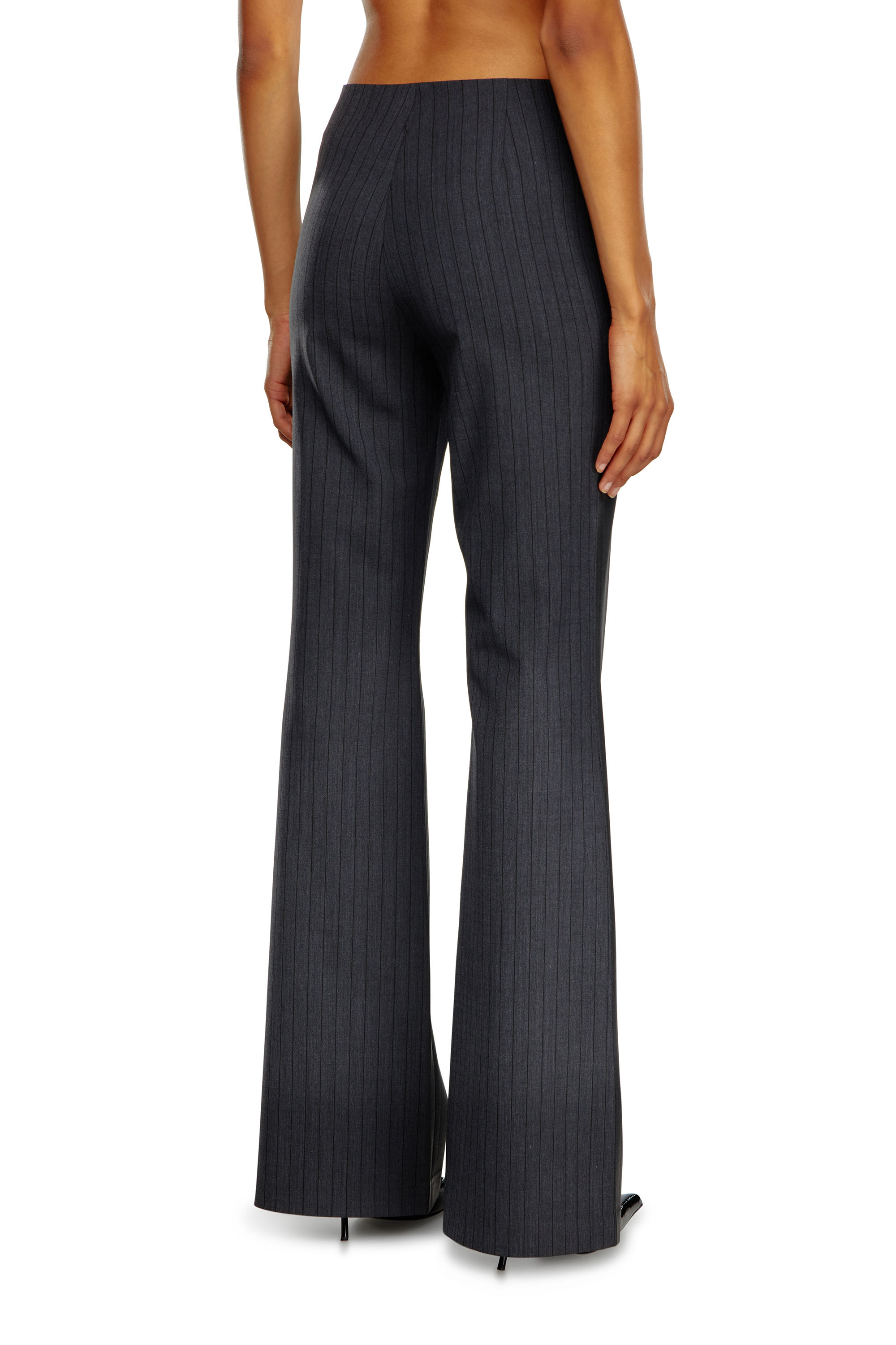 Diesel - P-OLARIS, Woman's Pinstripe pants with coated front in Black - 4