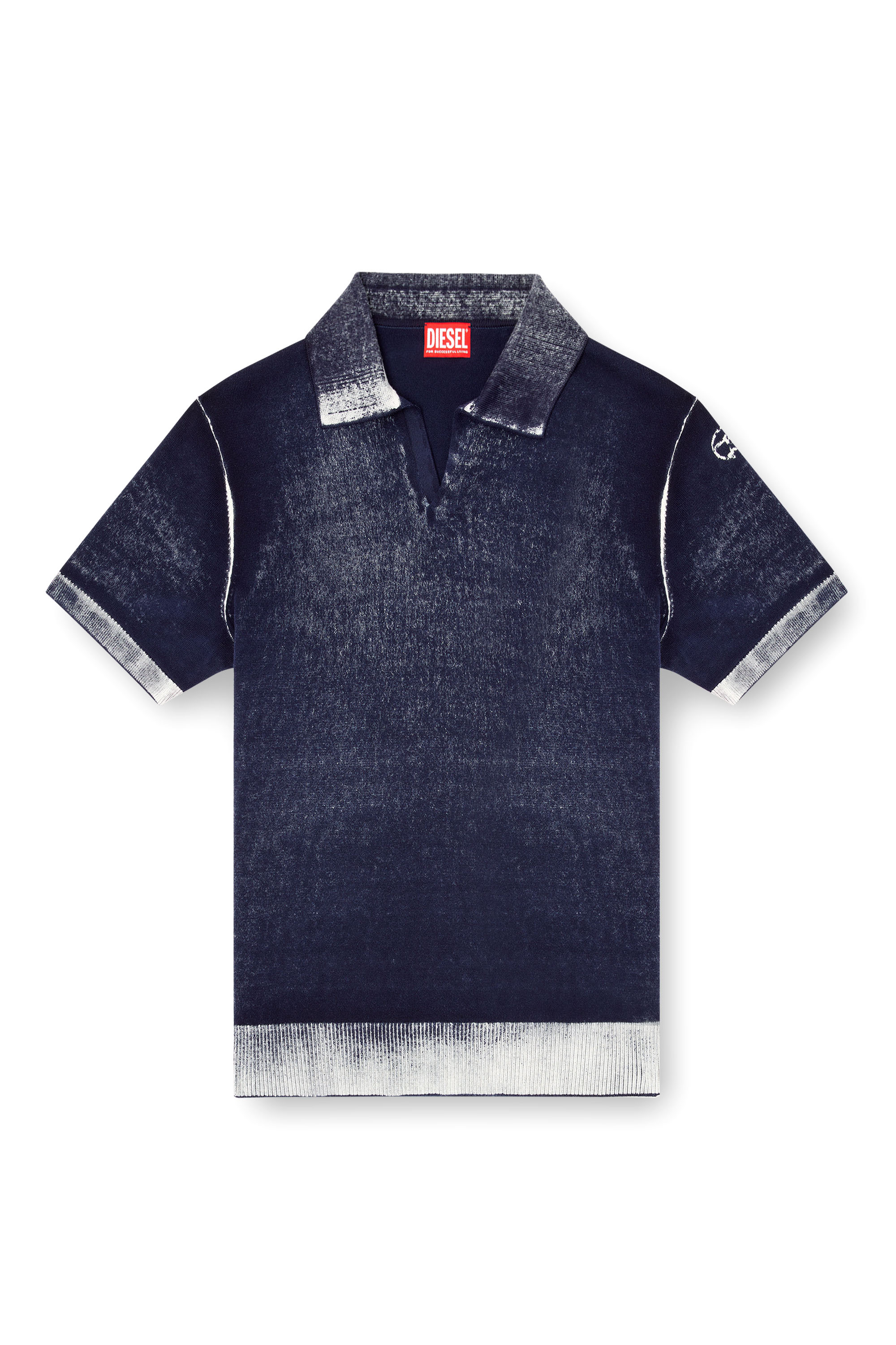 Diesel - K-LORENZO-SS, Man's Reverse-print short-sleeve polo jumper in Blue - 3