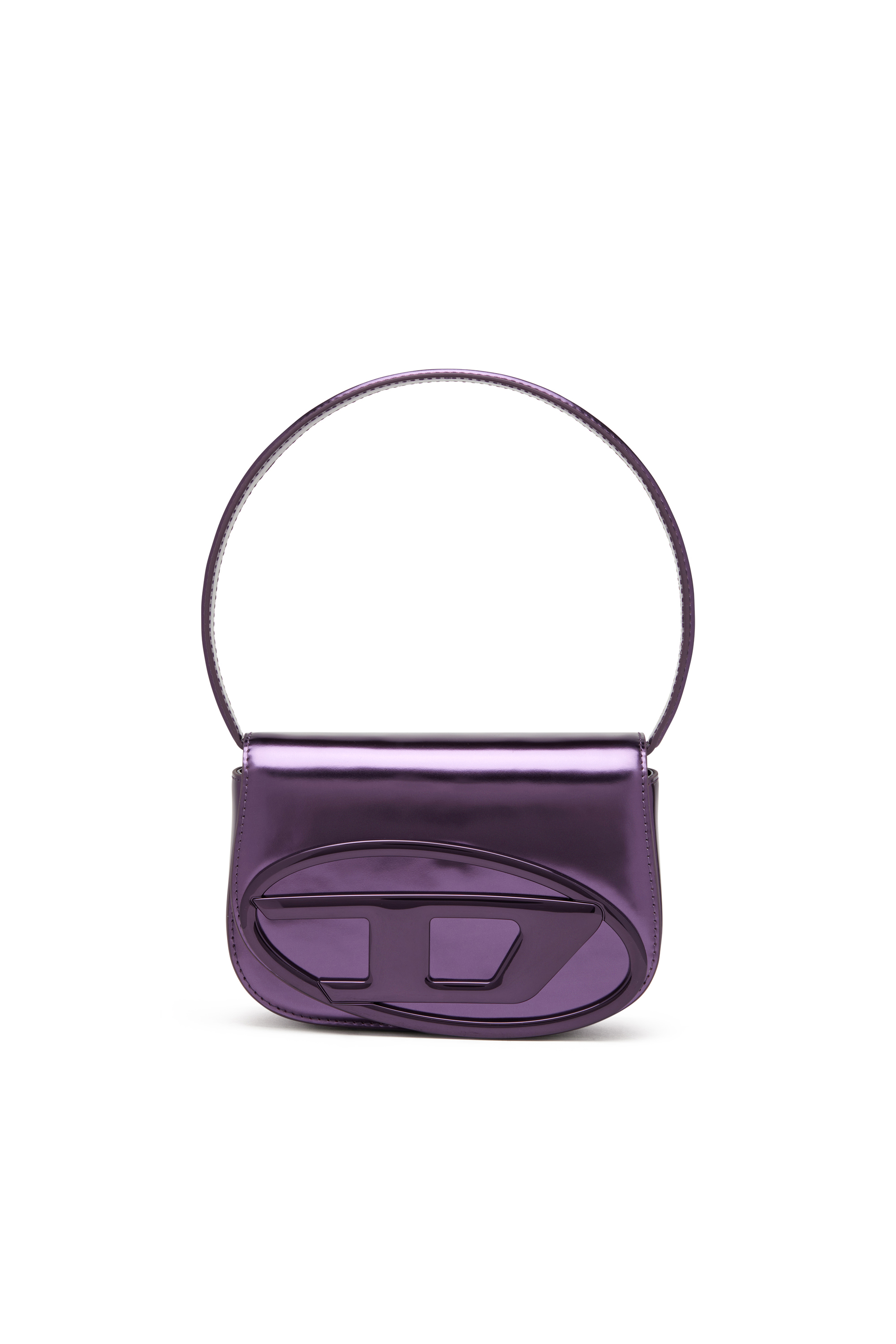 Diesel - 1DR, Woman's 1DR-Iconic shoulder bag in mirrored leather in Dark Violet - 1