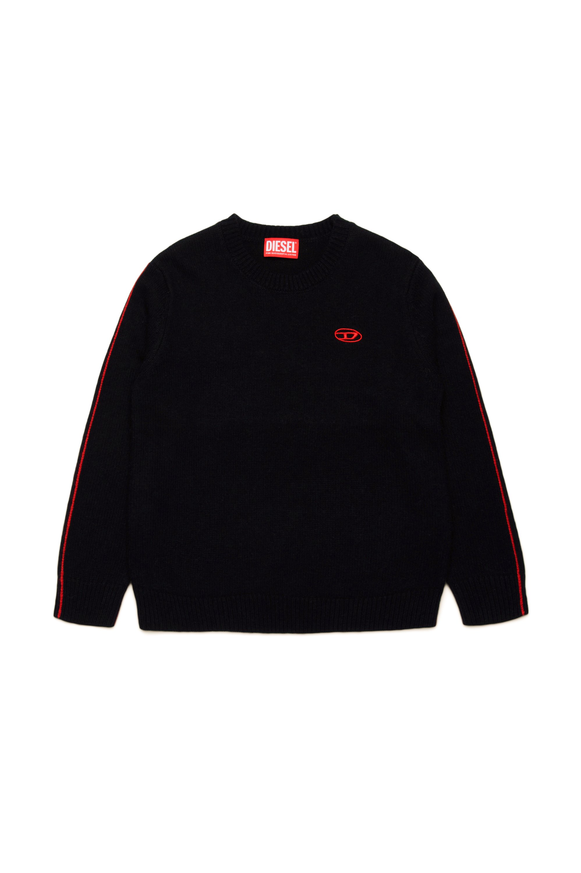 Diesel - KVROMO, Man's Piped jumper in cashmere-enriched blend in Black - 1