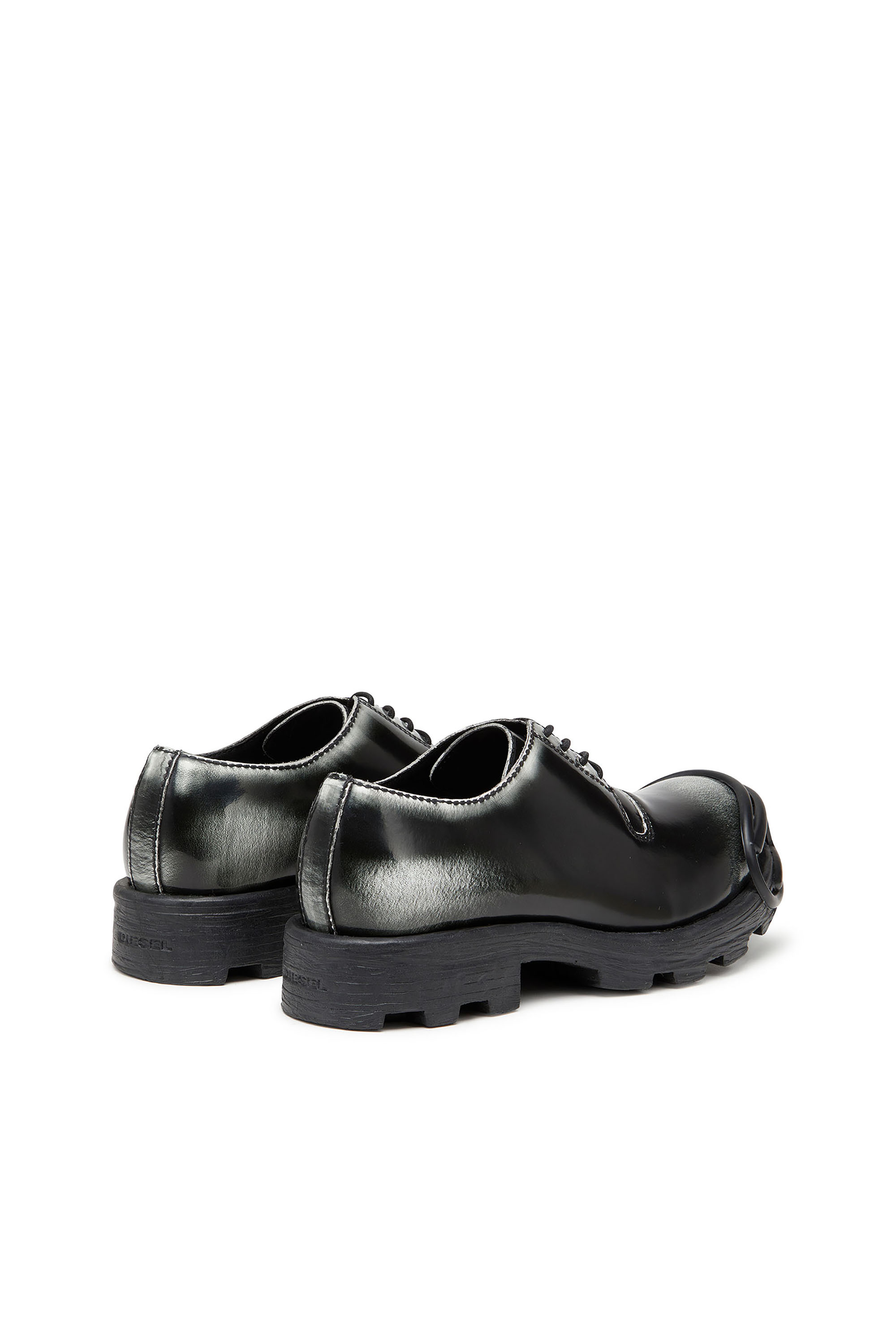 Diesel - D-HAMMER SO D, Man's D-Hammer-Derby shoes in shiny two-tone leather in Black/White - 3