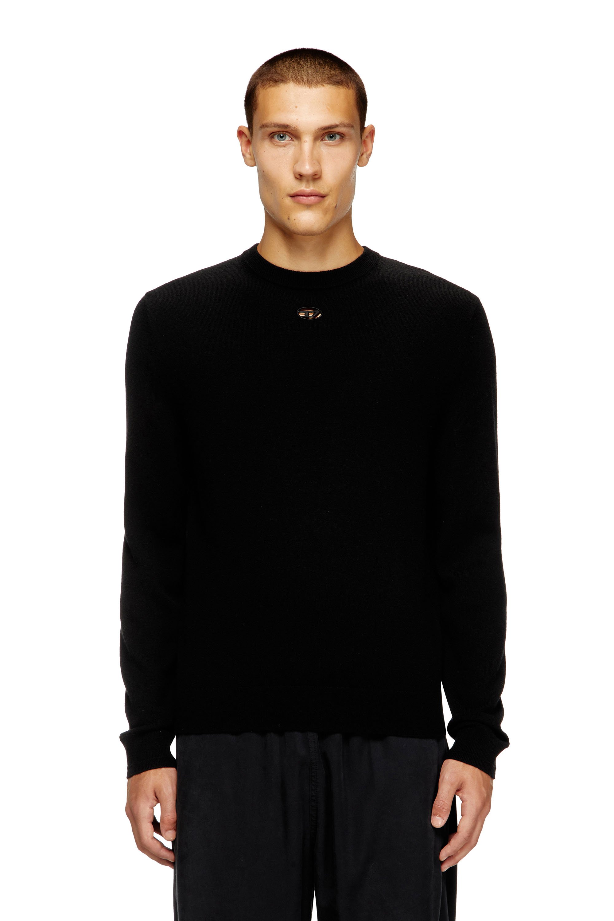 Diesel - K-VIERI, Man's Wool and cashmere jumper in Black - 1
