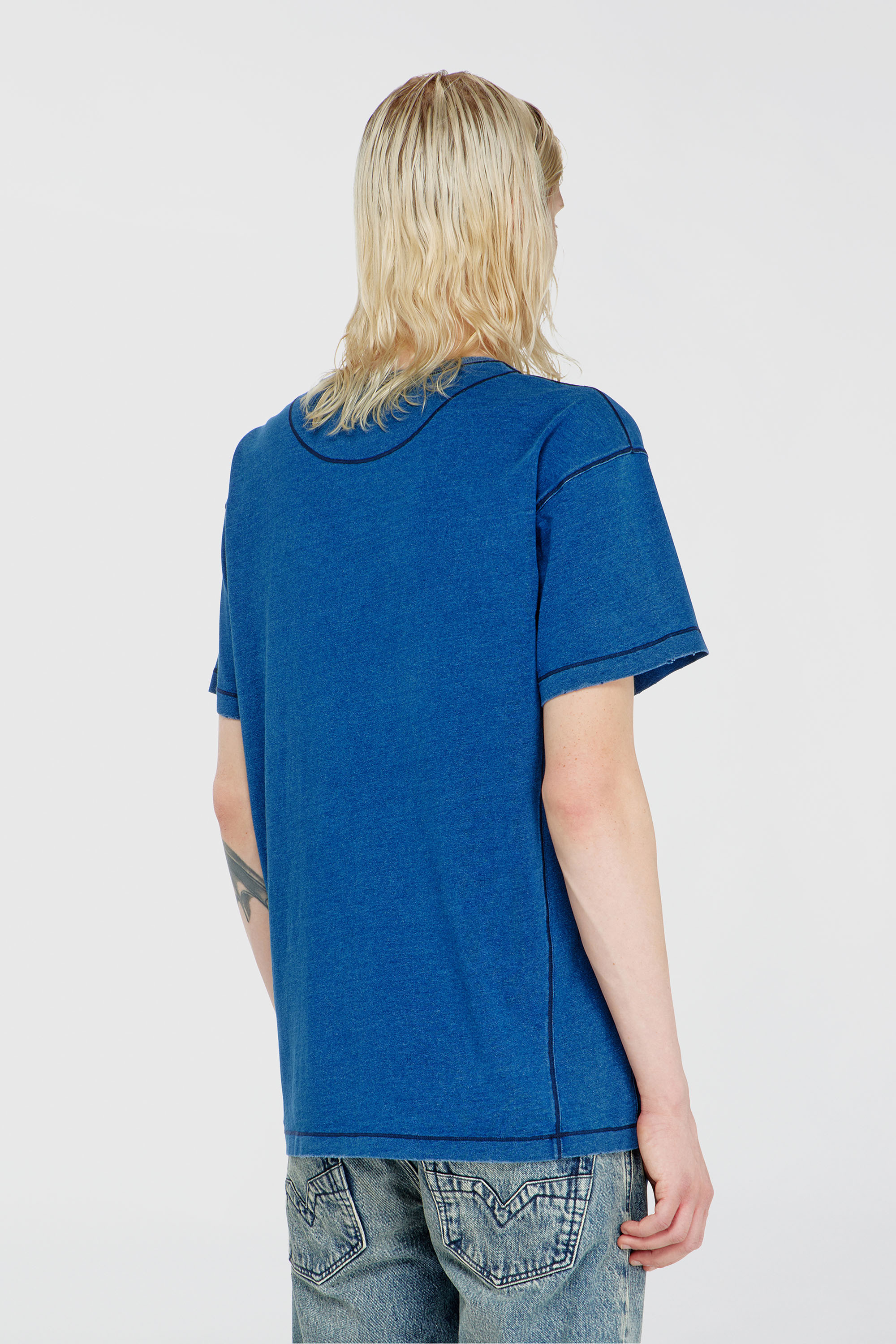 Diesel - T-NOX, Man's T-shirt with shadow-effect patches in Medium blue - 4