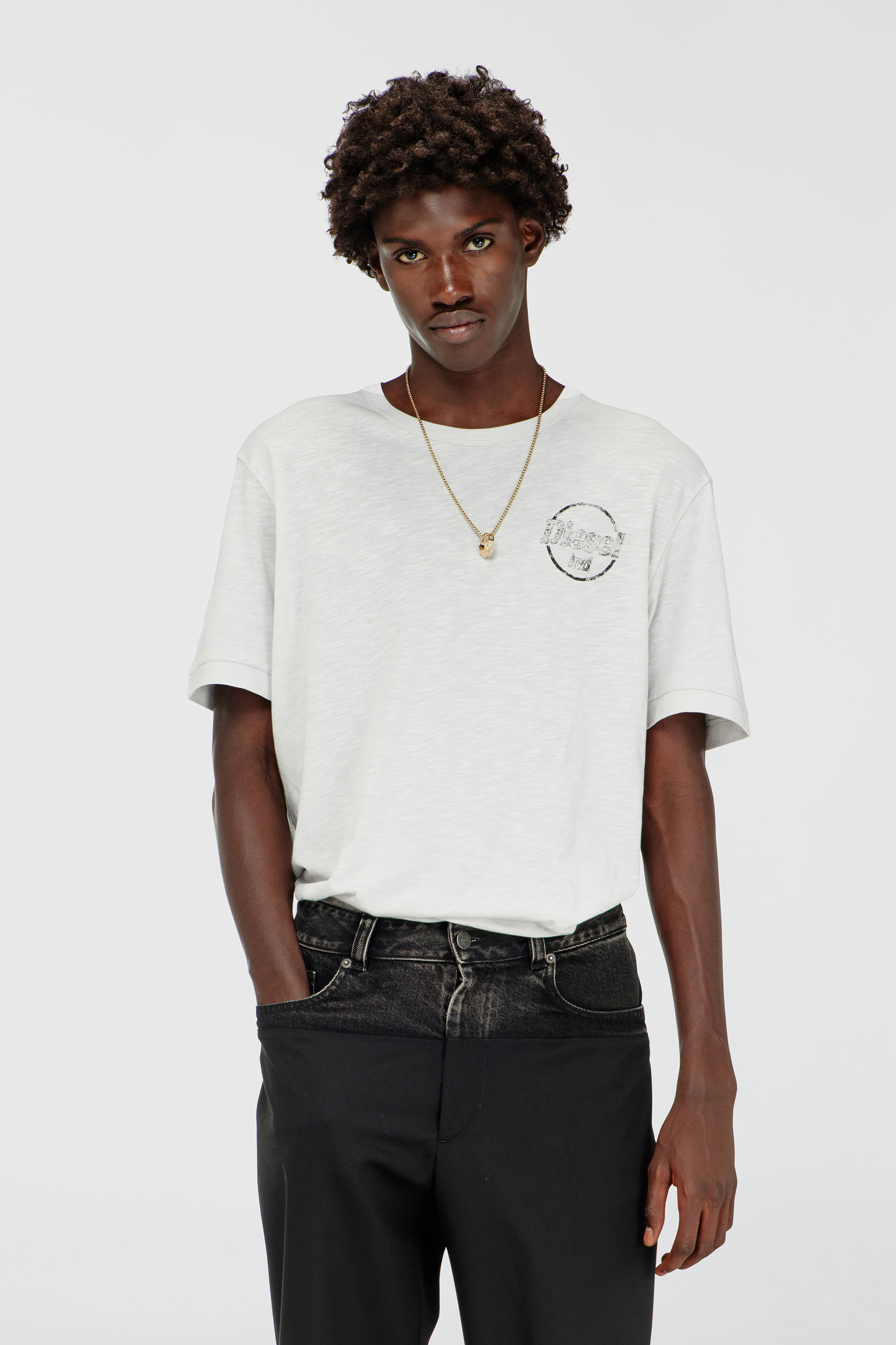 Diesel - T-ADJUST-B11, Man's T-shirt in slub jersey with crack print in null - 2