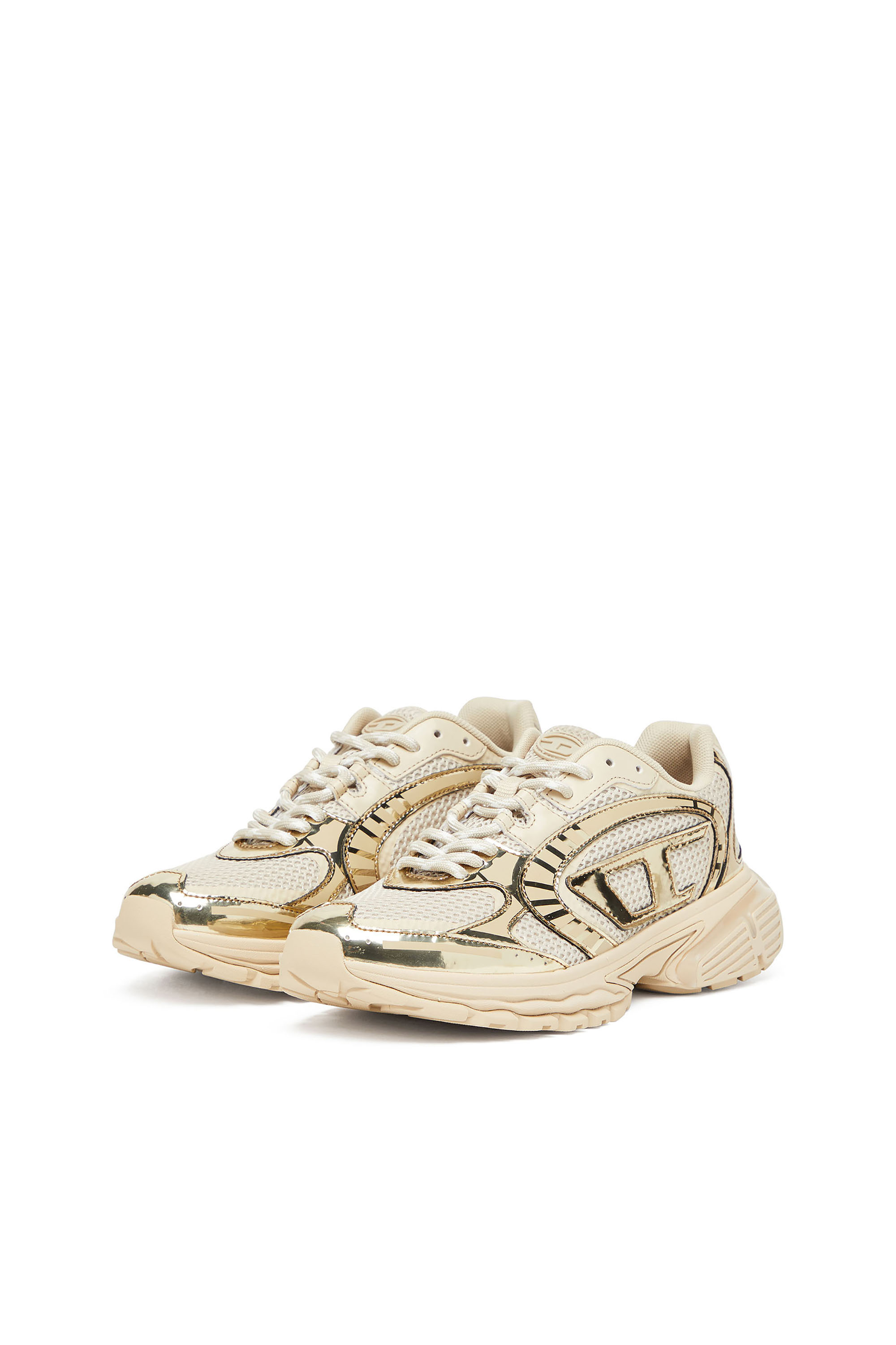 S-PRO-V-DENSE LOW W, Beige Diesel - S-PRO-V-DENSE LOW W, Woman's S-Pro-V-Dense-Metallic mesh sneakers with Oval D logo in Beige - 8