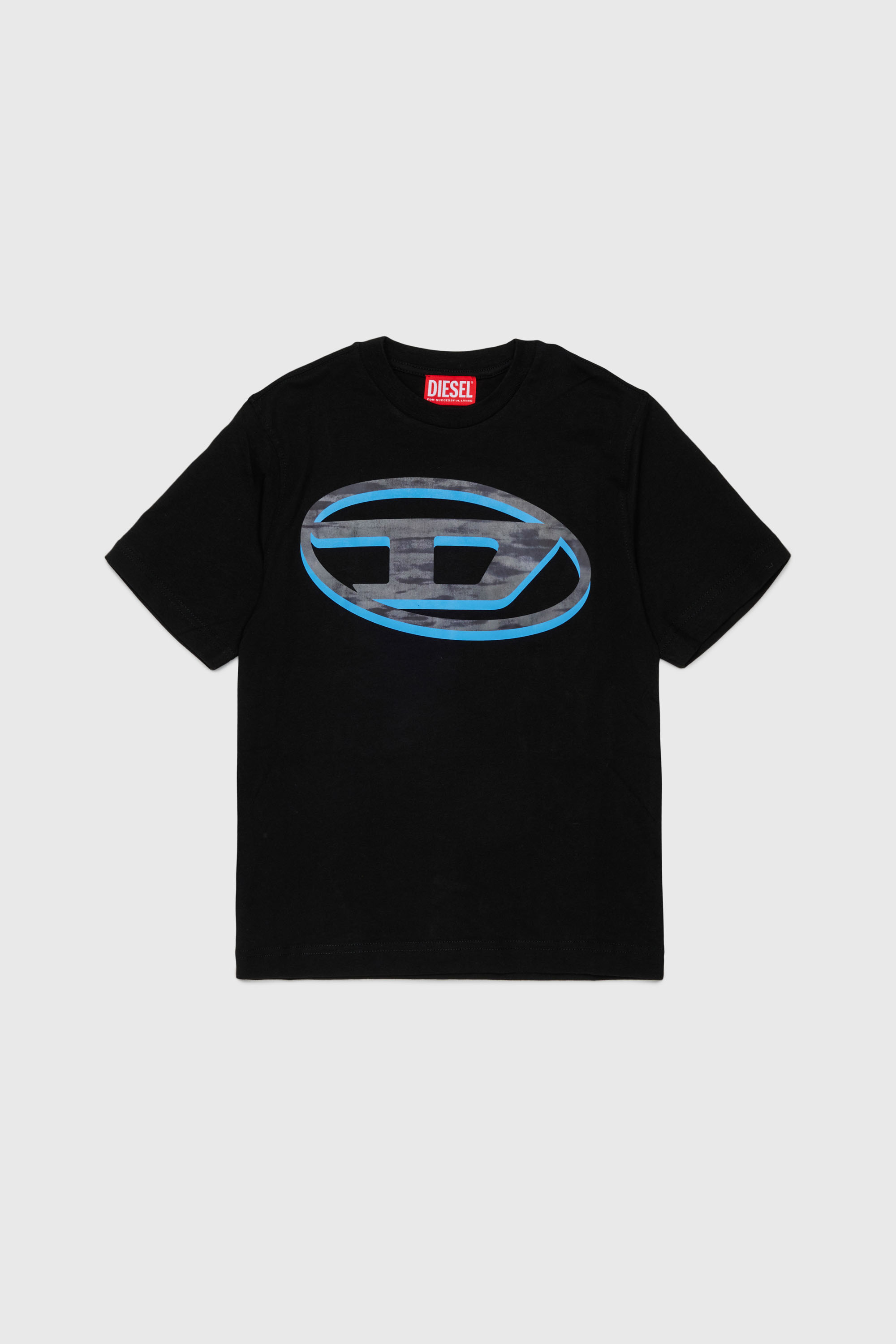 Diesel - TVEL OVER, Man's T-shirt with two-tone Oval D print in Black - 1