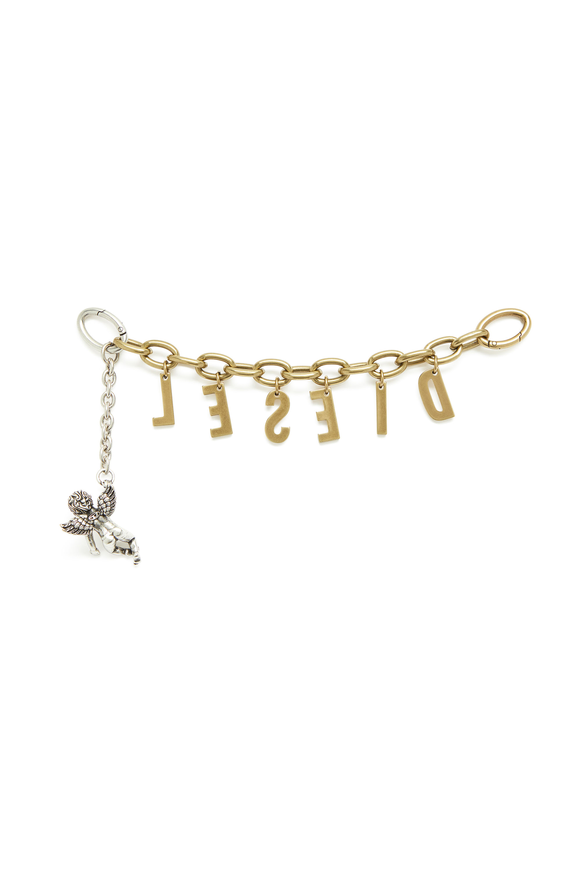Diesel - CHAIN-D III S, Woman's Metal letter charm with cherub in Gold - 2