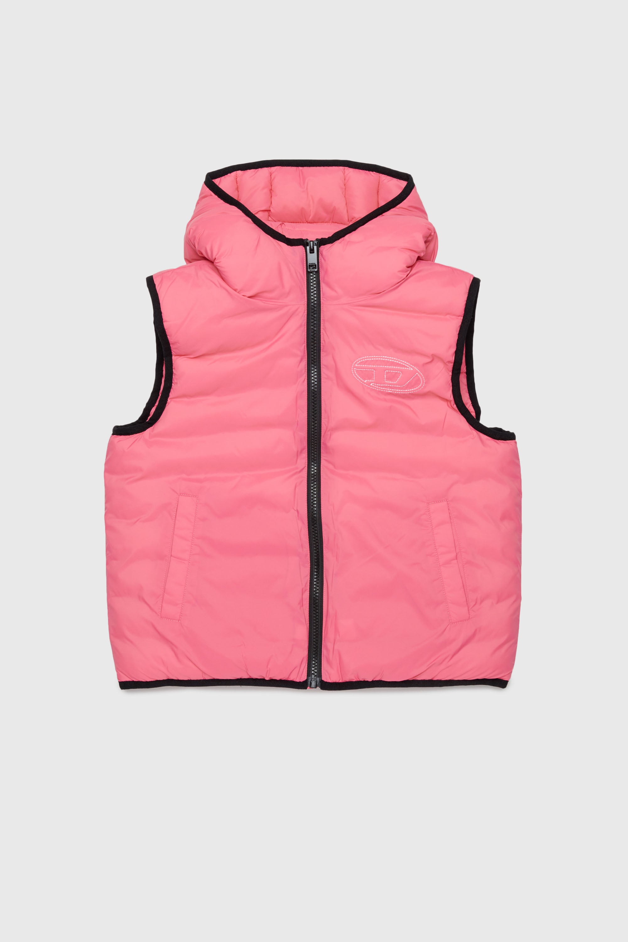 Diesel - JOSIP, Unisex's Hooded vest in padded nylon in Pink - 1