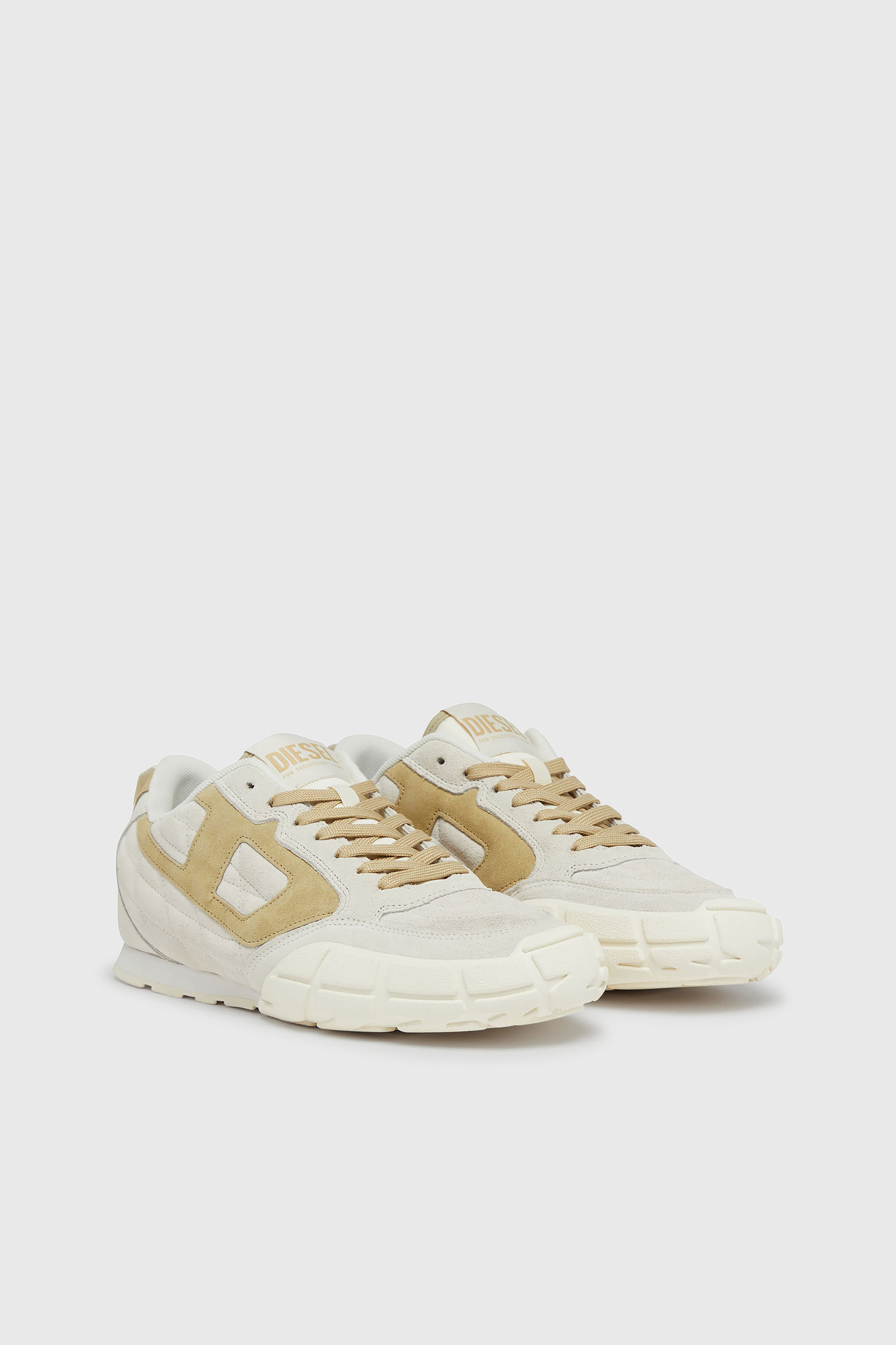 Diesel - S-PAGODHA LOW W, Woman's S-Pagodha-Quilted suede sneakers in White/Brown - 2