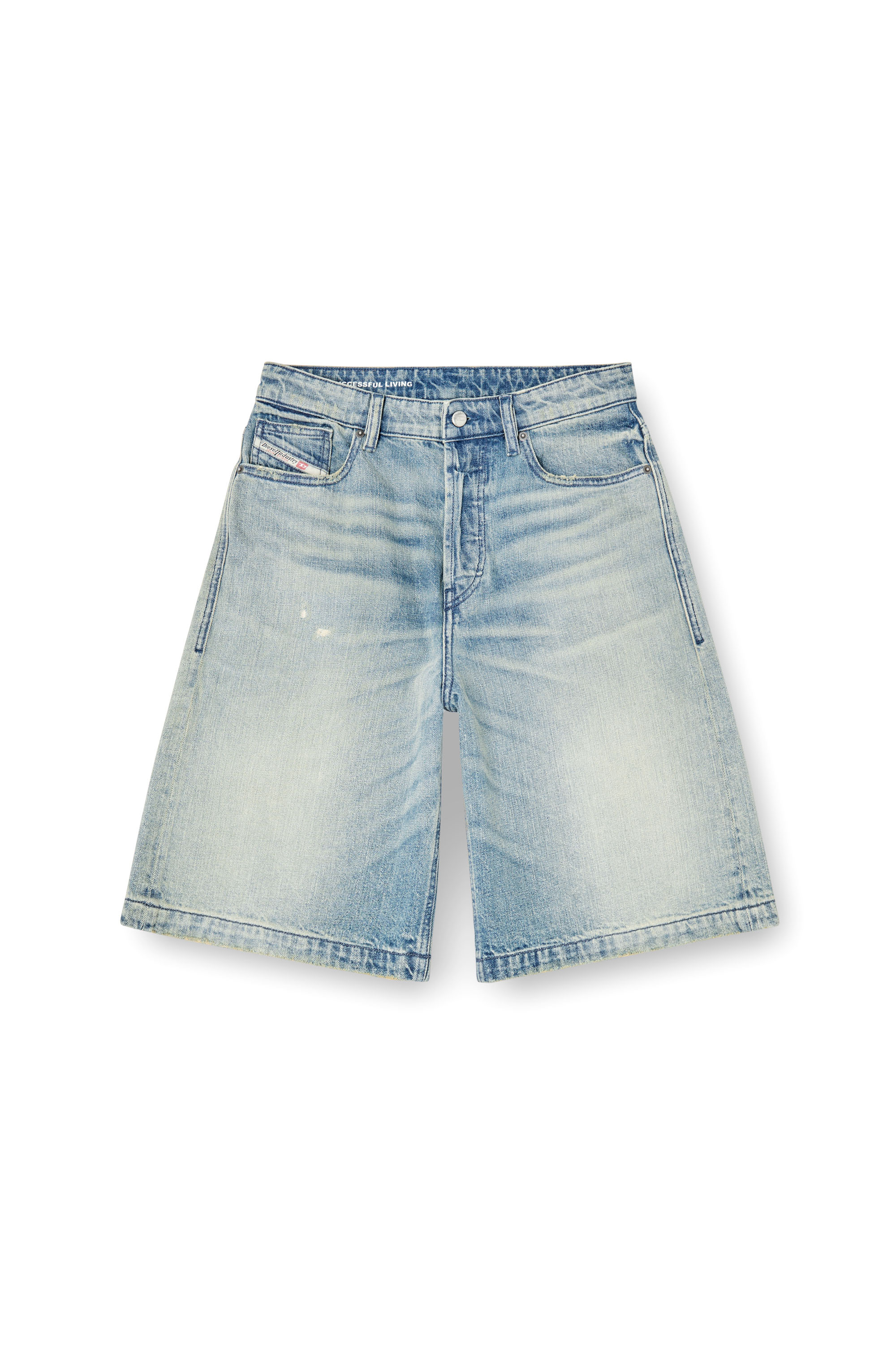 DE-SIRE-SHORT, Light Blue Diesel - DE-SIRE-SHORT, Woman's Shorts in worn-effect denim in Light Blue - 2