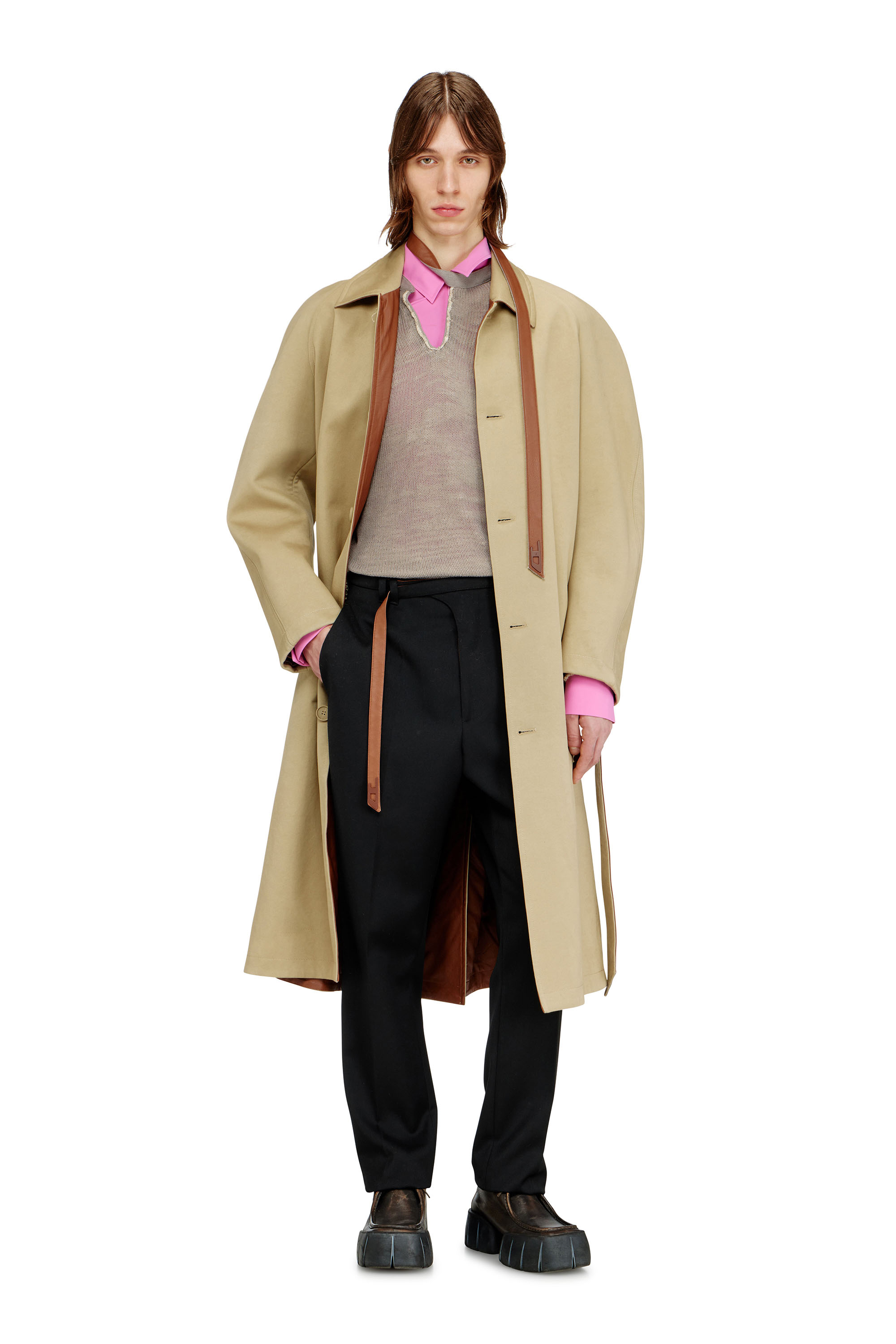 Diesel - P-NEDAR-A, Man's Tailored pants with biker belt strap in Black - 2