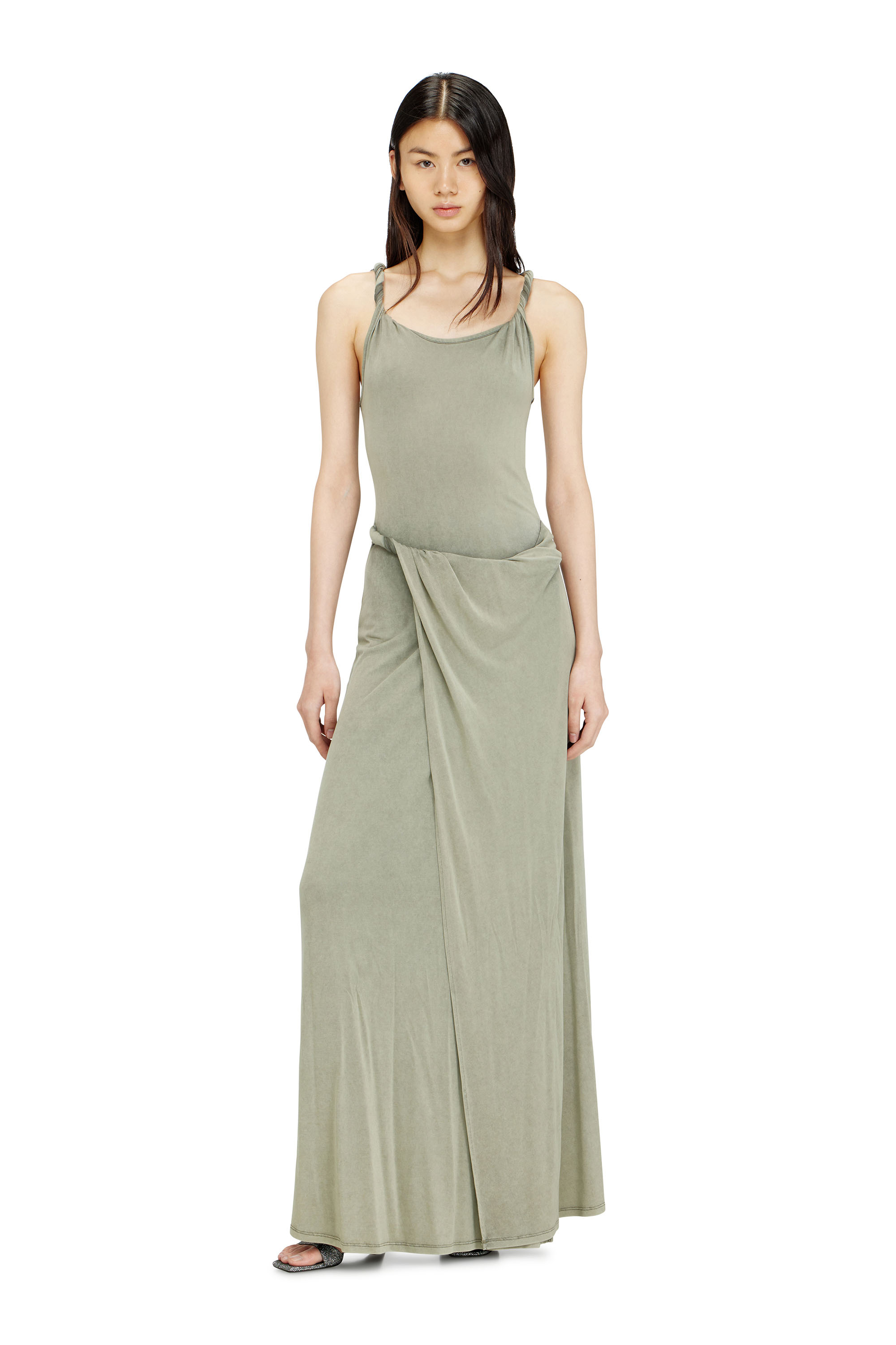 Diesel - D-ESTIGA-S1, Woman's Jersey maxi dress with twisted details in null - 2
