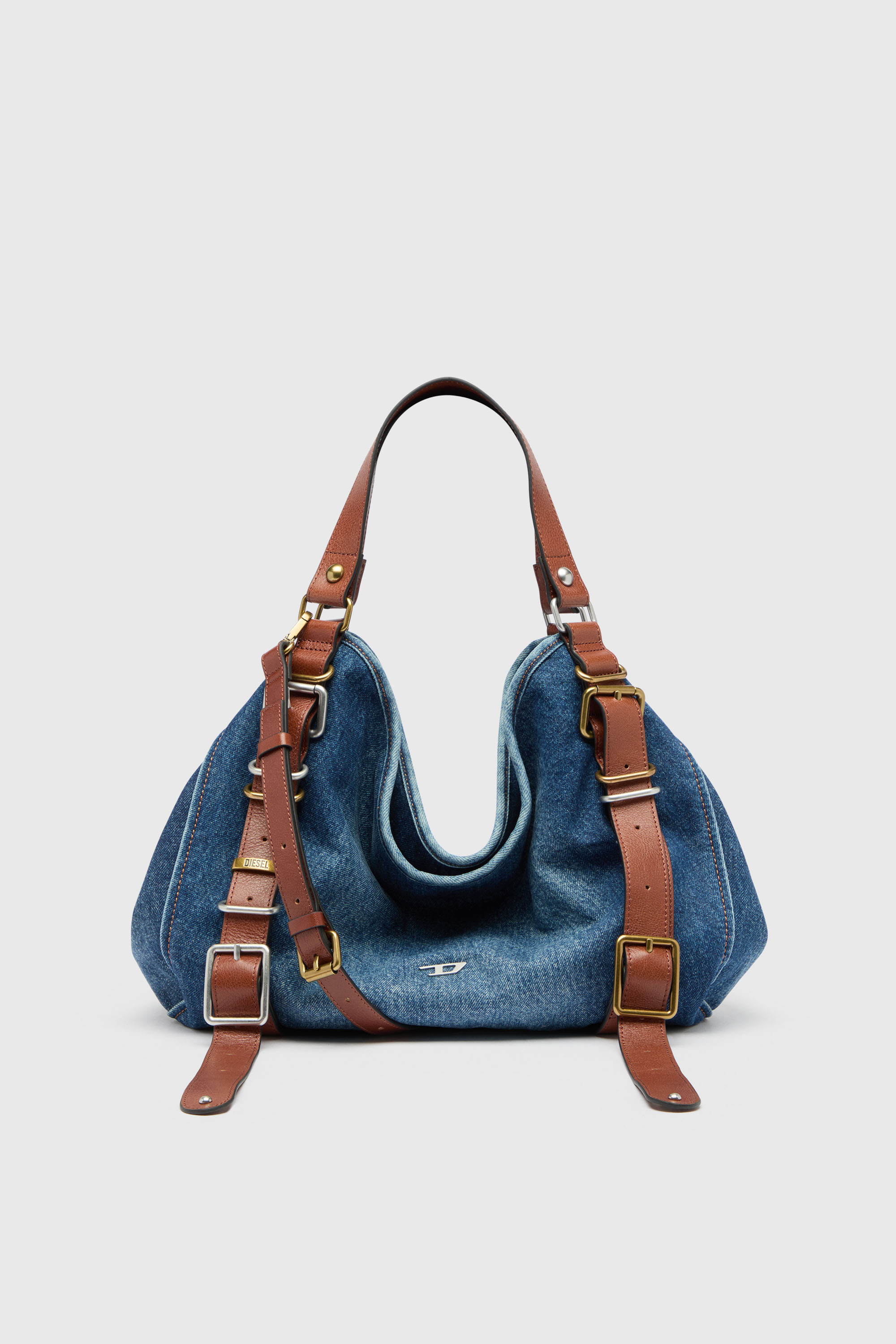 Diesel - D-ONE TOPHANDLE M, Woman's D-One-Medium top-handle bag in denim and leather in null - 1