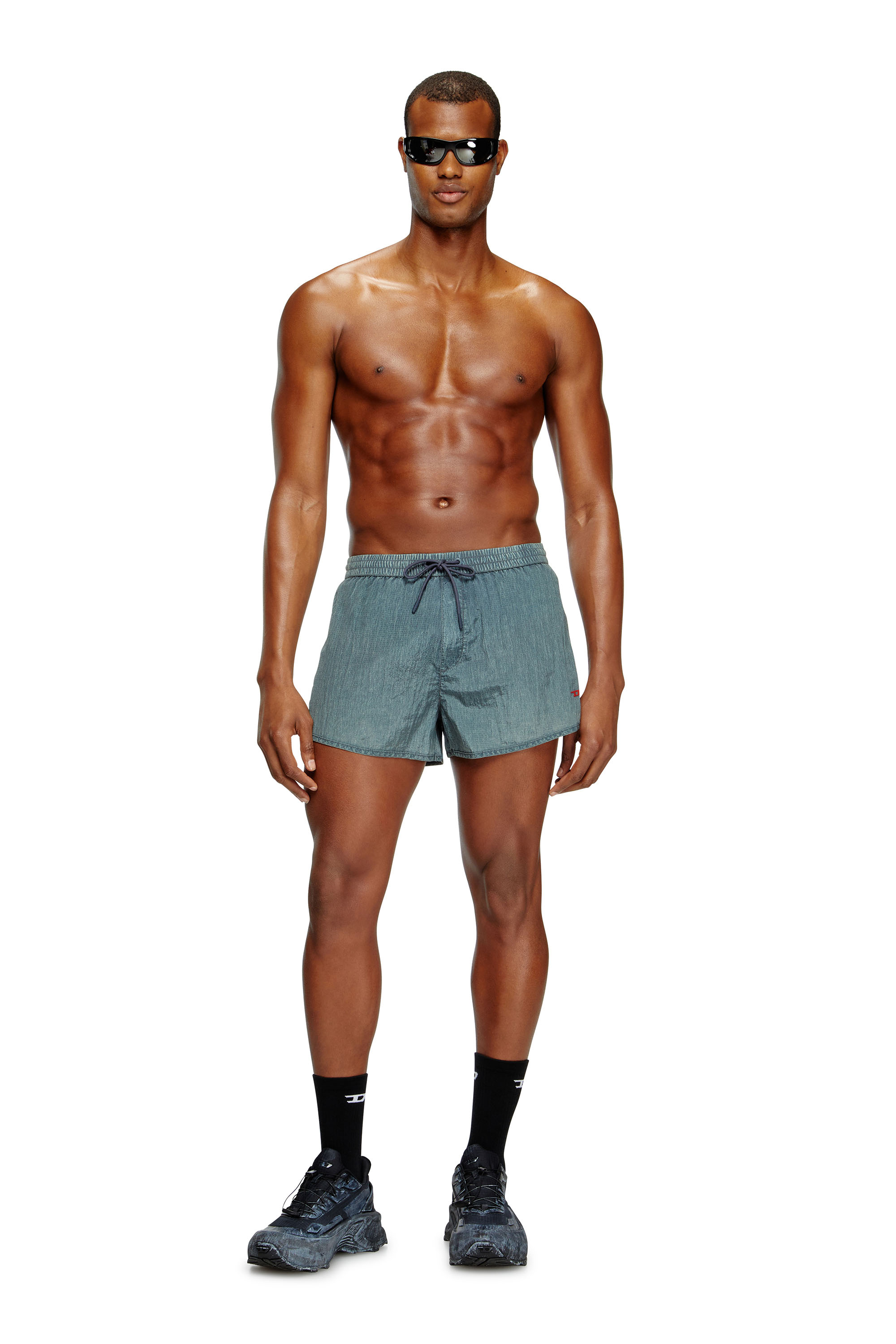 Diesel - OLIVER-30-D-POP, Man's Swim shorts in treated ripstop in Grey - 1