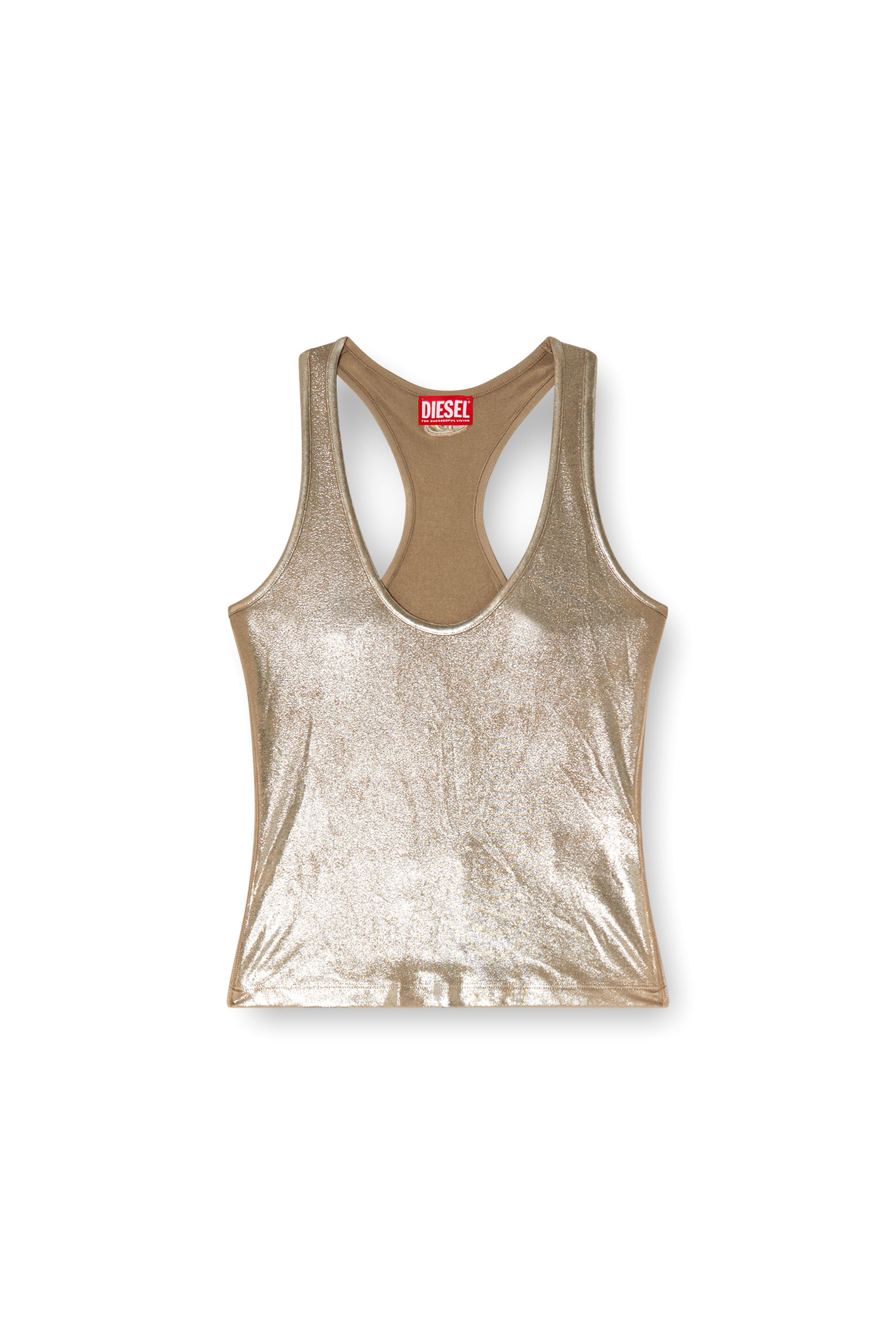 Diesel - T-AMA, Woman's Metallic tank top in Beige - 3