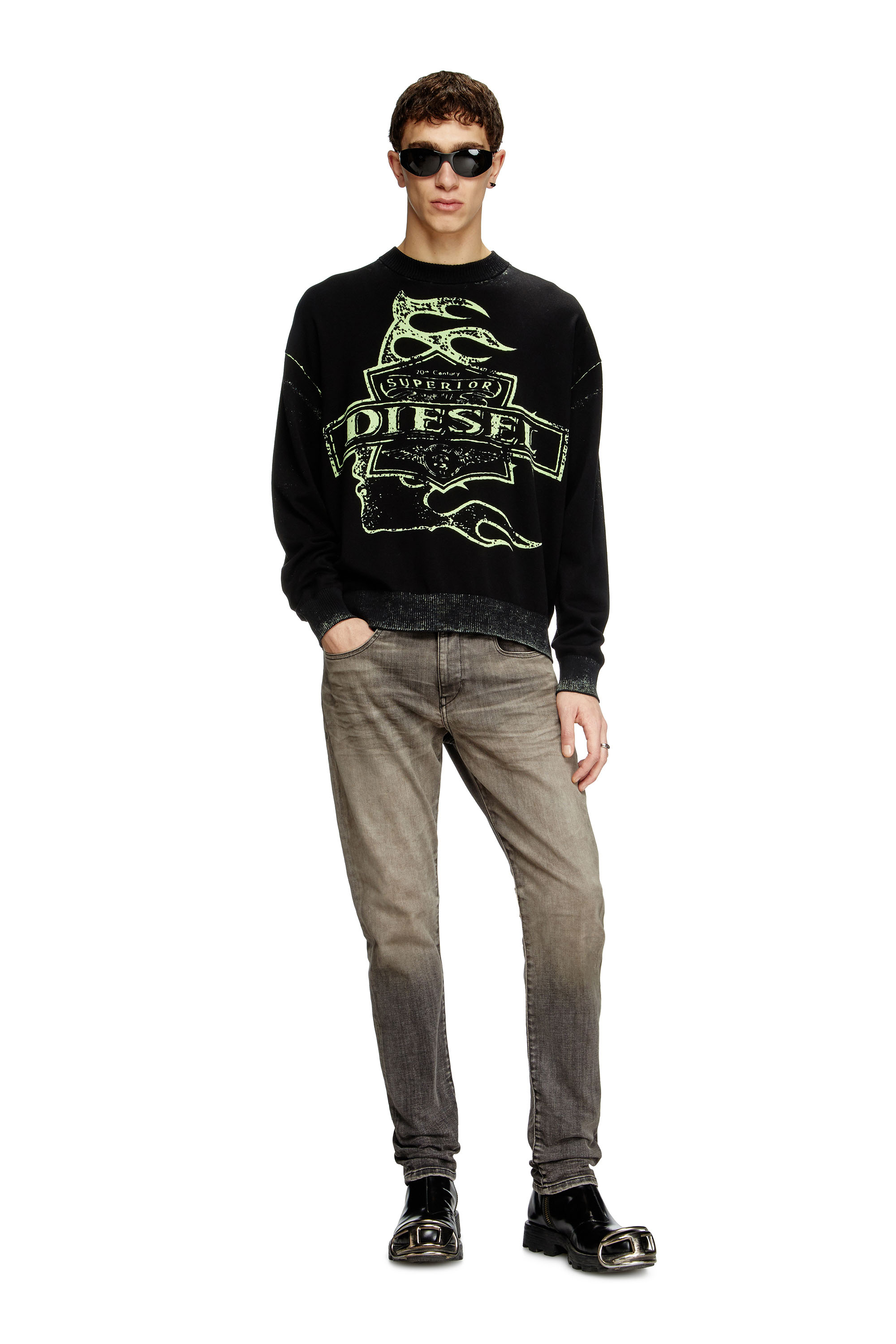 Diesel - K-BELEZ, Man's Reverse-print logo jumper in Black - 2